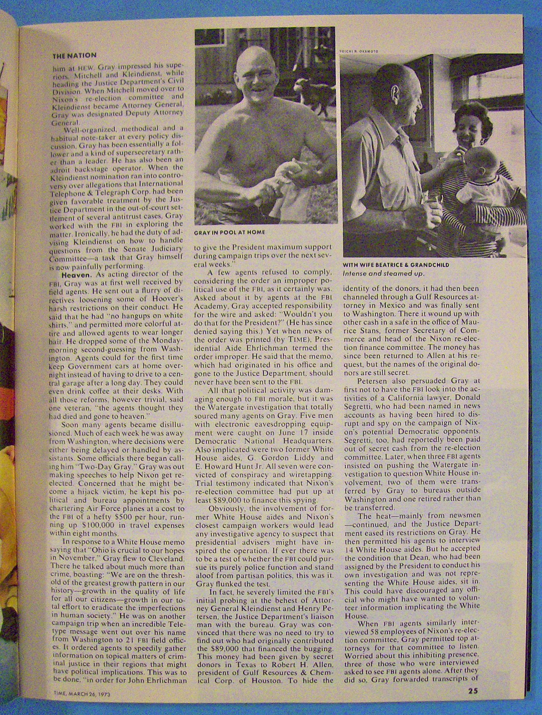 Time Magazine-March 26, 1973-L. Patrick Gray III