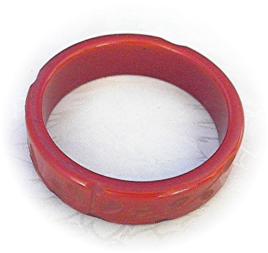 Bakelite Bangle Carved Burnt Orange