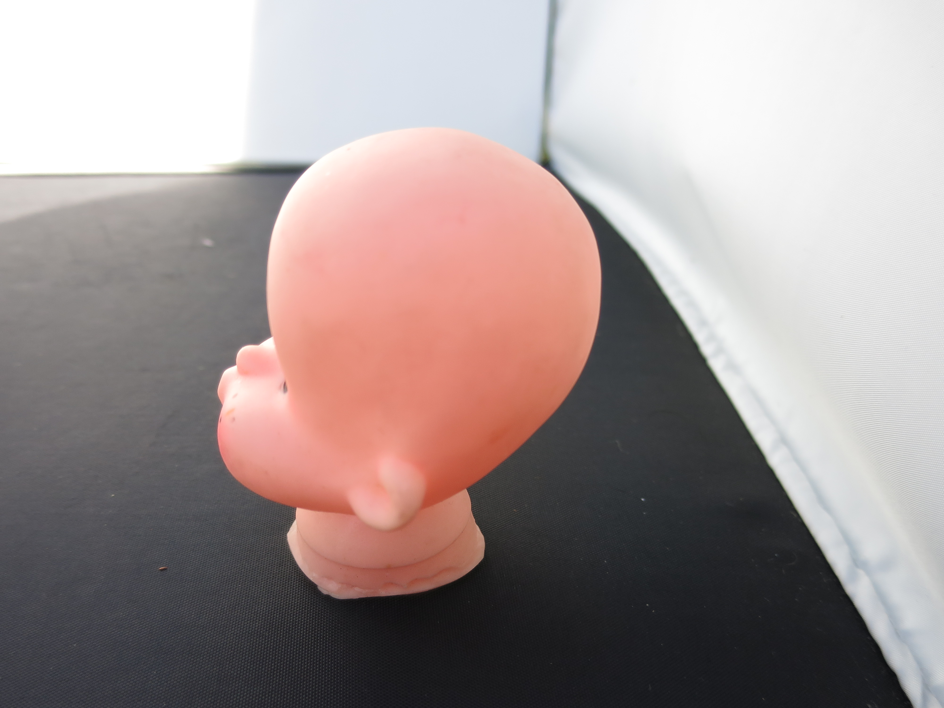 Vintage Doll head boy no hair with freckles whistling
