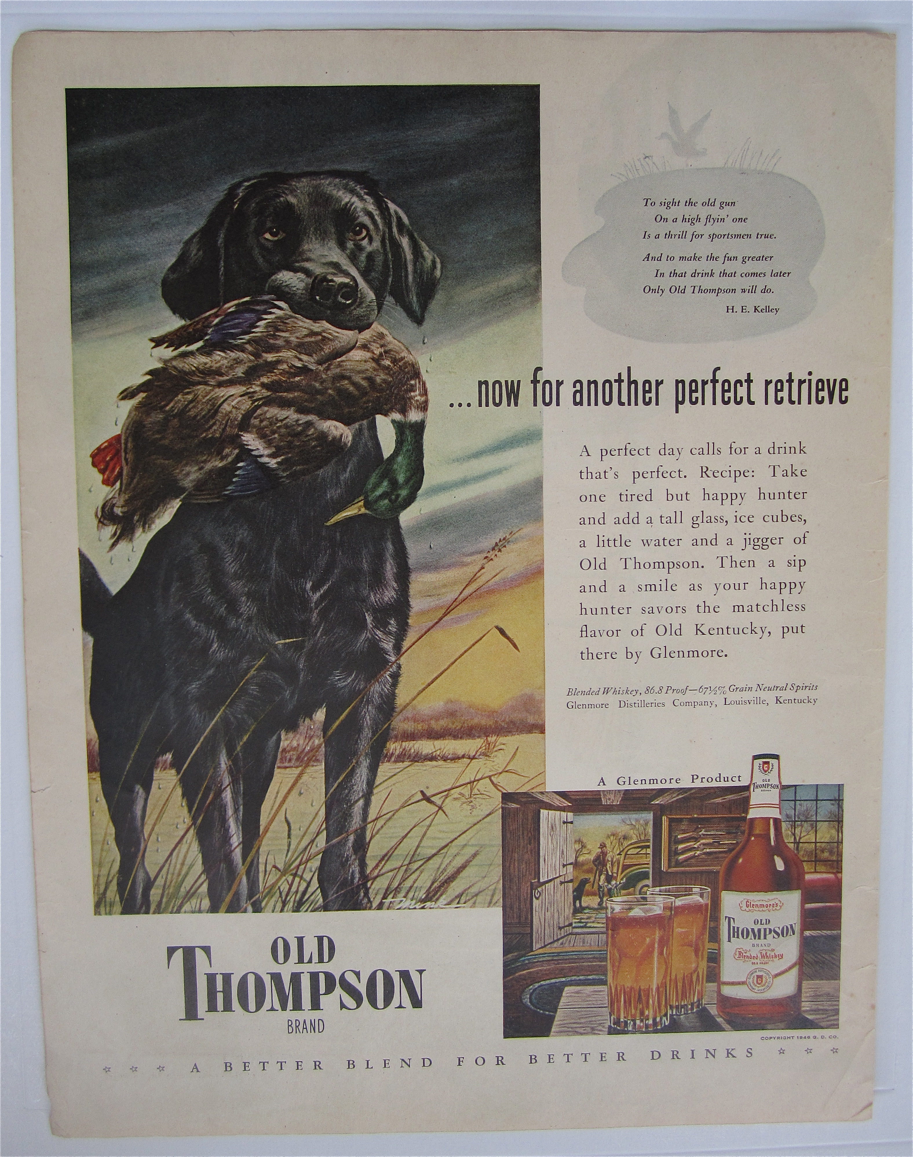 1946 Old Thompson Whiskey with Dog & Duck