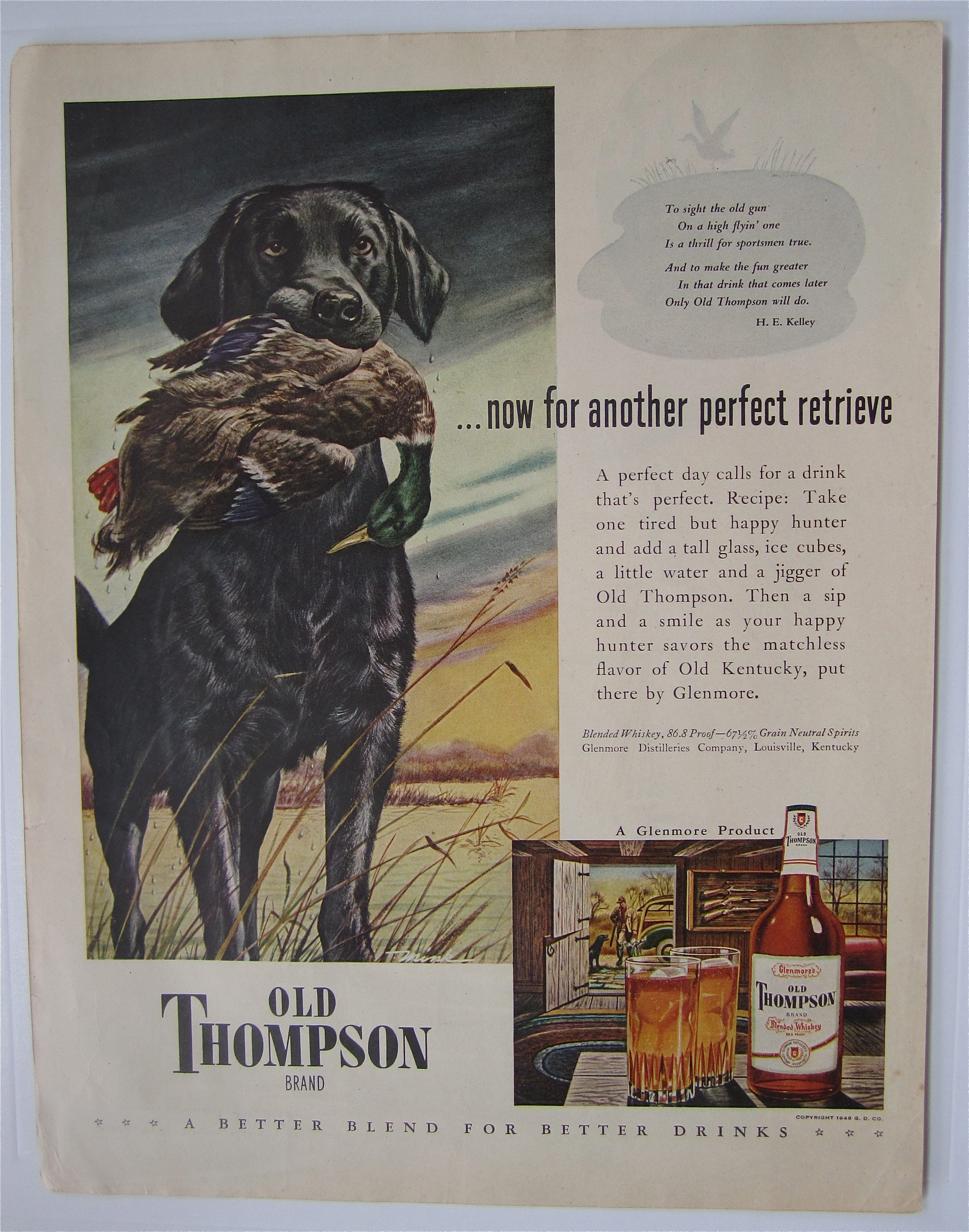 1946 Old Thompson Whiskey with Dog & Duck