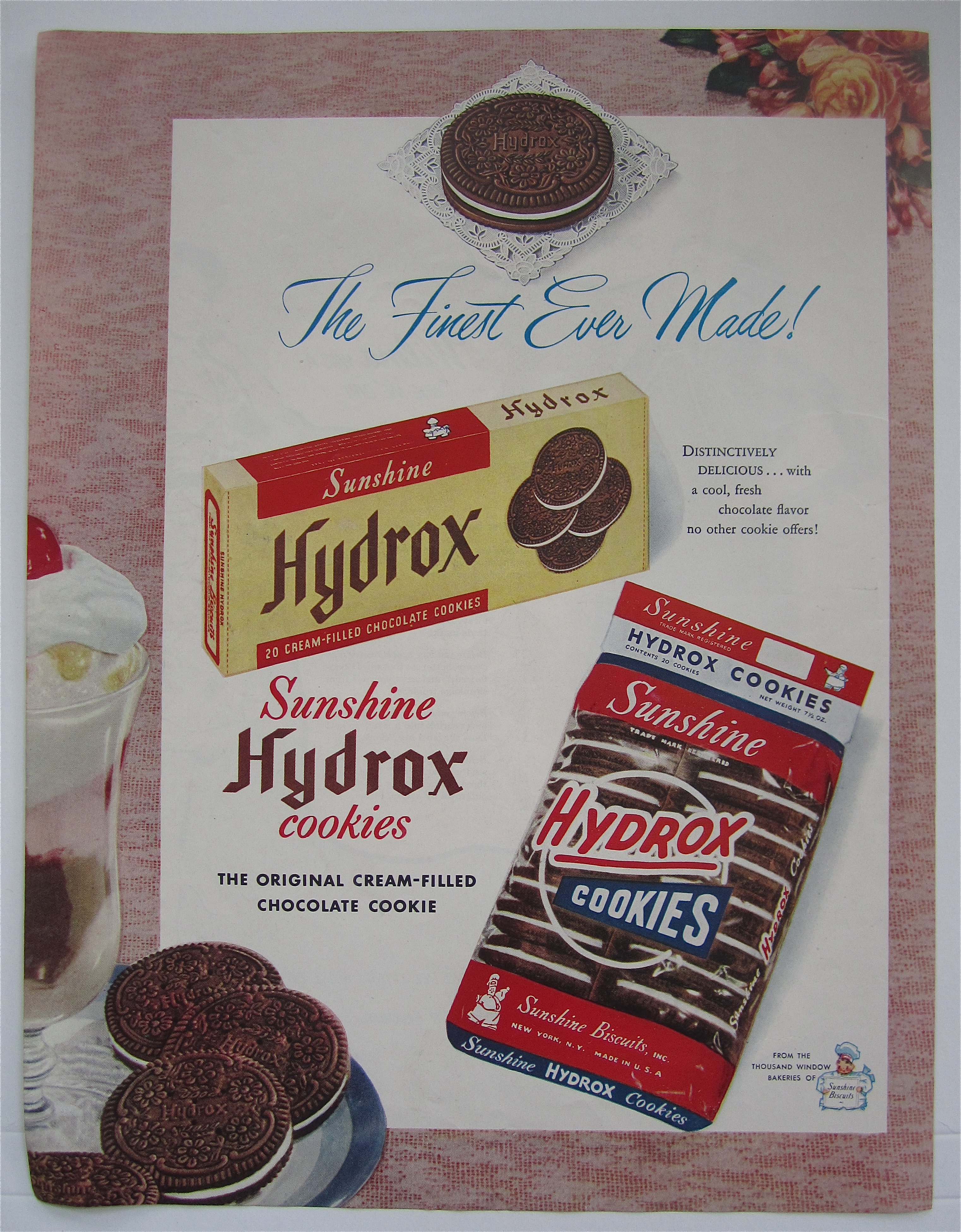 1950 Sunshine Hydrox Cookies w/Box & Package of Cookies