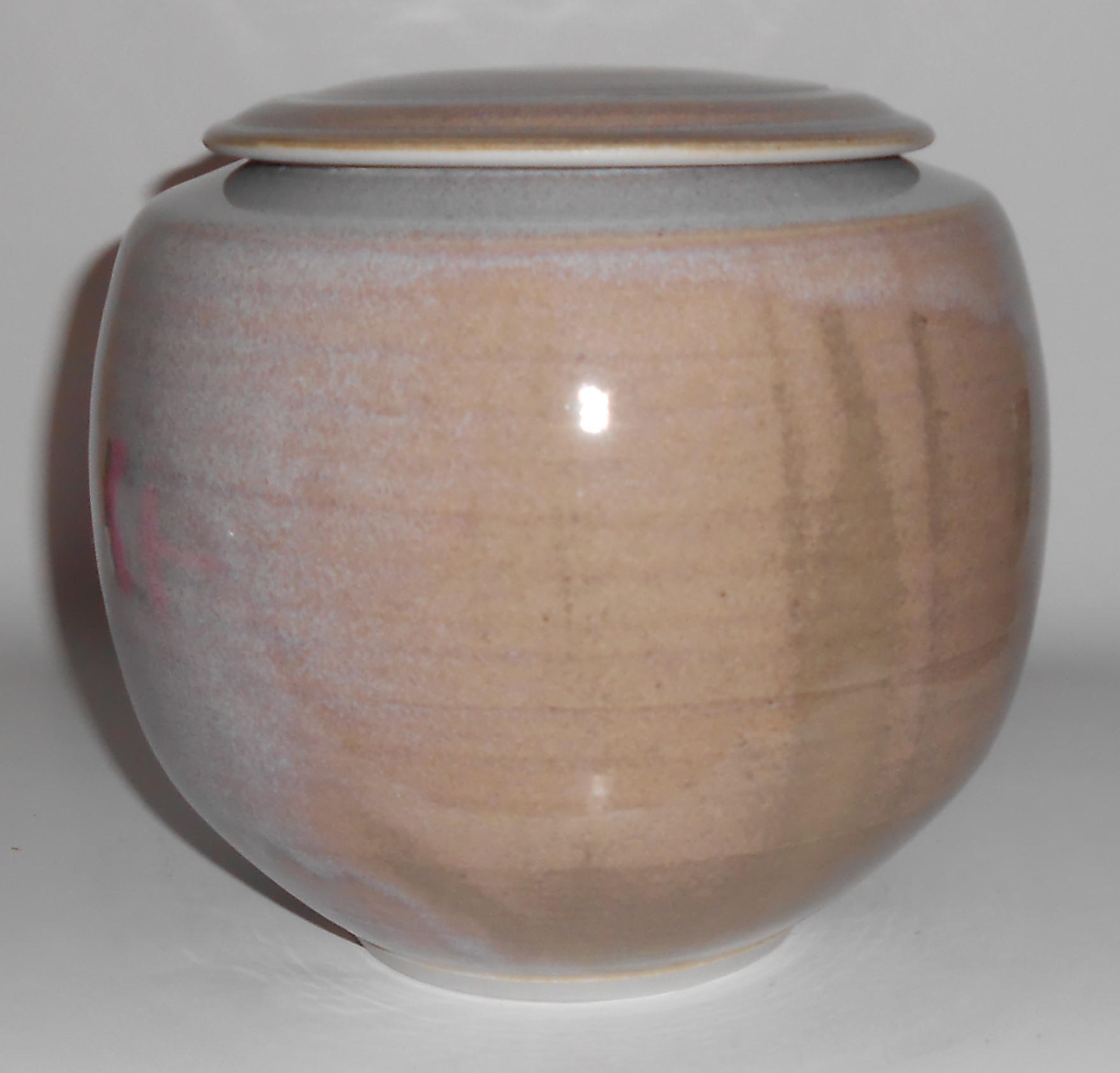 Early Bruning Studio Pottery Large Bulbous Covered Jar