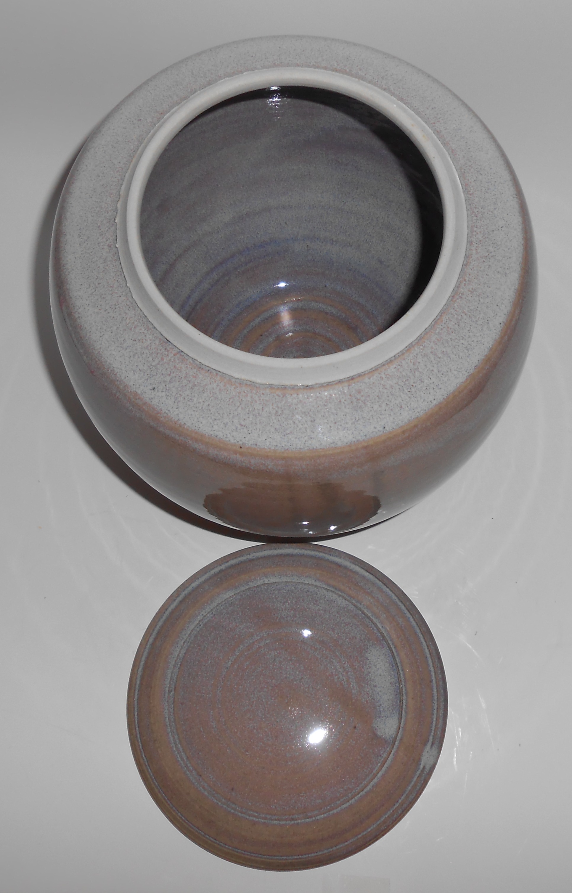 Early Bruning Studio Pottery Large Bulbous Covered Jar