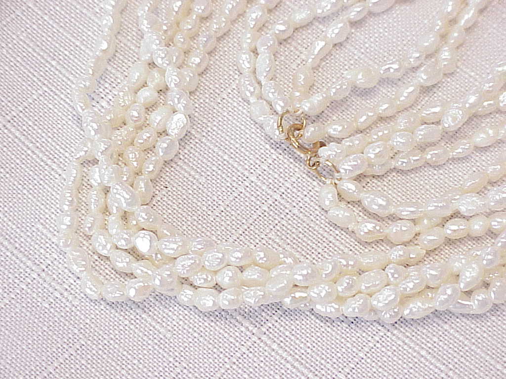 Five Strand Freshwater Pearl Necklace With 14k Gold Clasp