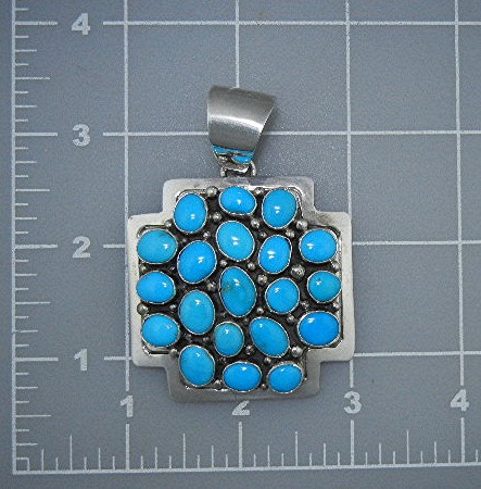 Navajo Sterling Silver Sleeping Beauty TurquoisePendant