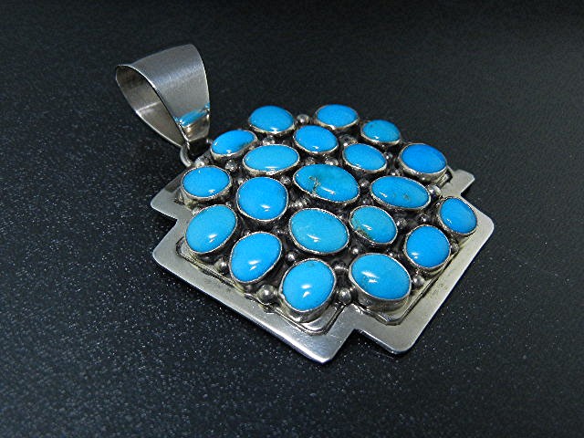 Navajo Sterling Silver Sleeping Beauty TurquoisePendant
