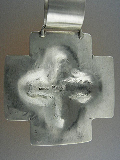 Navajo Sterling Silver Raised Cross Signed Pendant