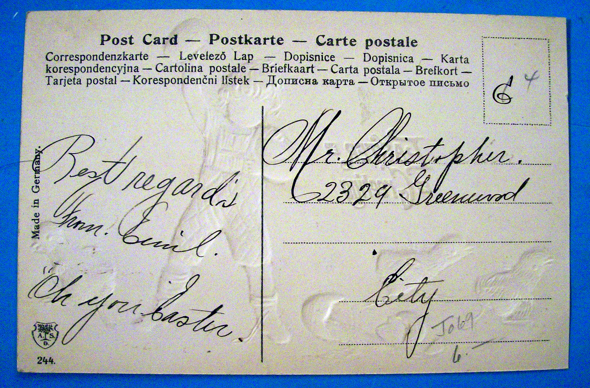 Easter Greeting Postcard with Boy Throwing Eggs