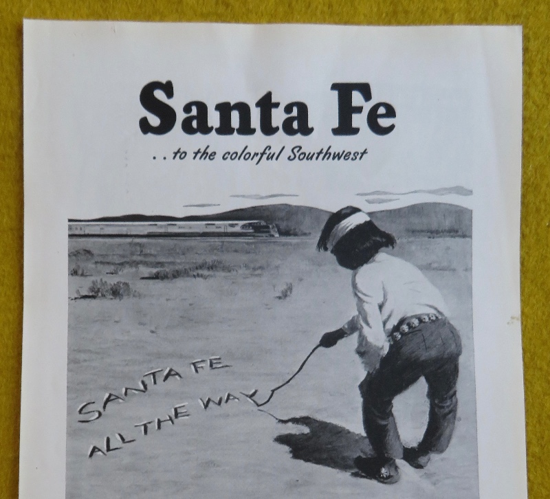 1946 Santa Fe System Lines With Indian Boy Writing On The Ground