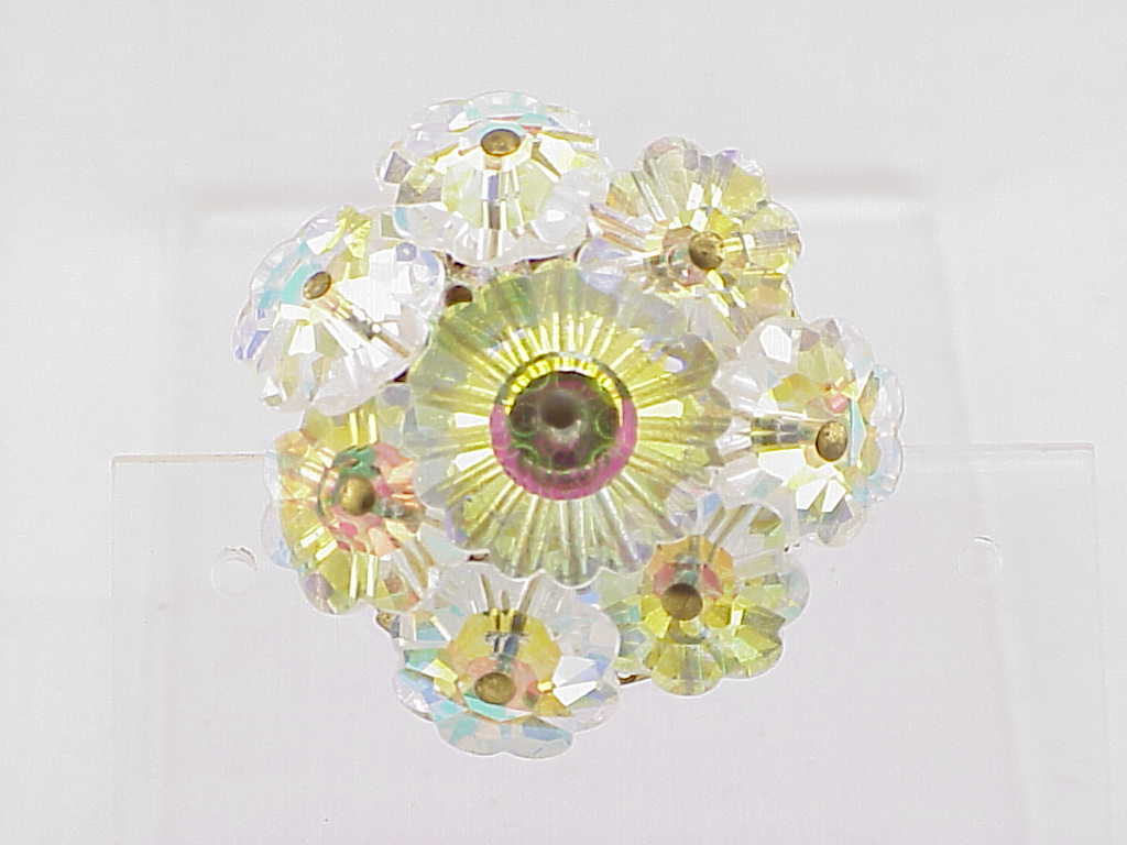 Vintage Aurora Borealis Rivoli Glass Crystal Brooch