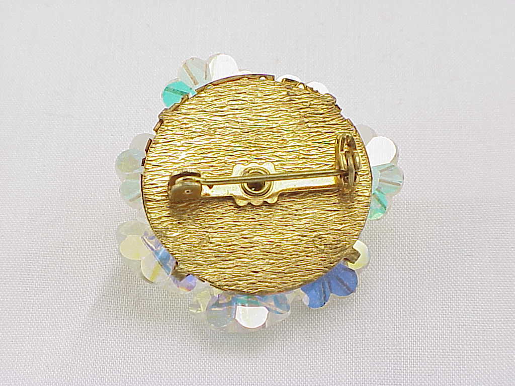 Vintage Aurora Borealis Rivoli Glass Crystal Brooch