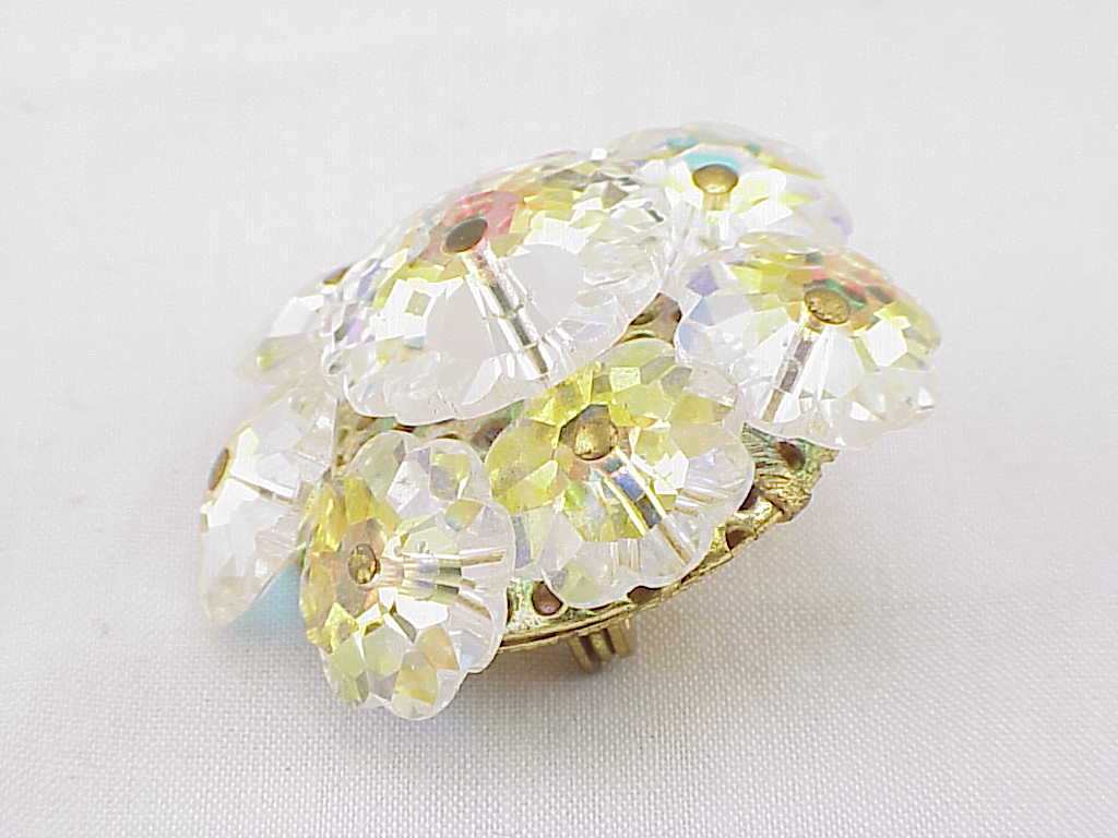 Vintage Aurora Borealis Rivoli Glass Crystal Brooch