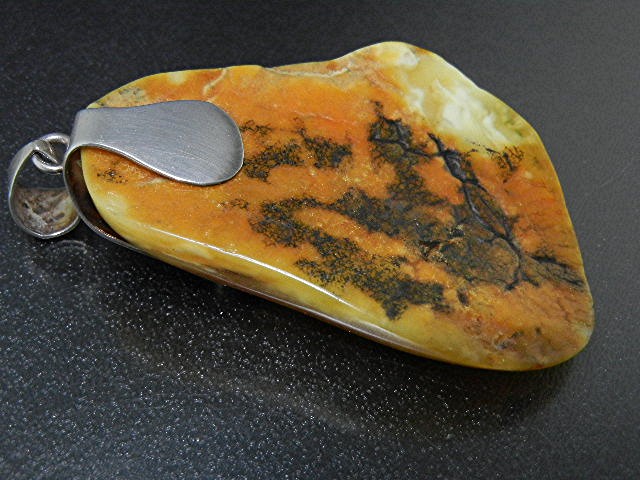 Butterscotch Amber Sterling Silver Pendant 3 3/8 Inches