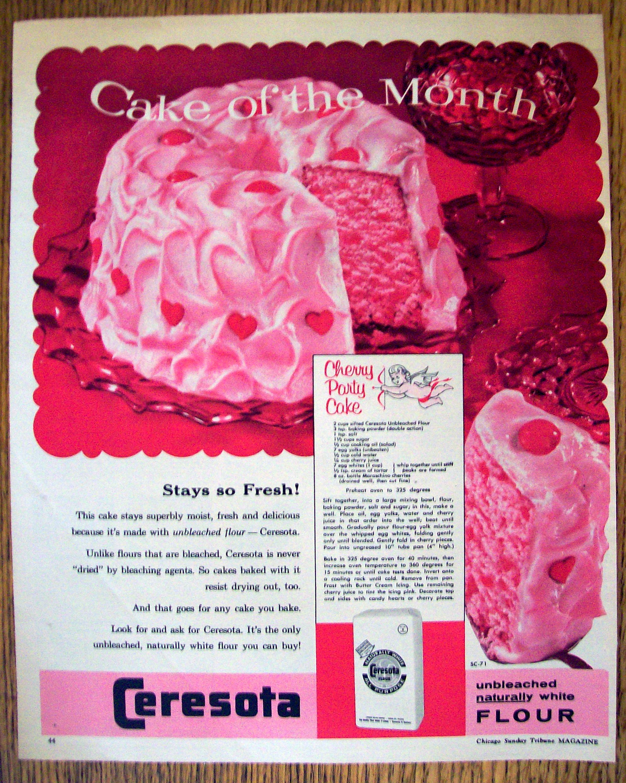 1961 Ceresota Flour with a Cherry Party Cake
