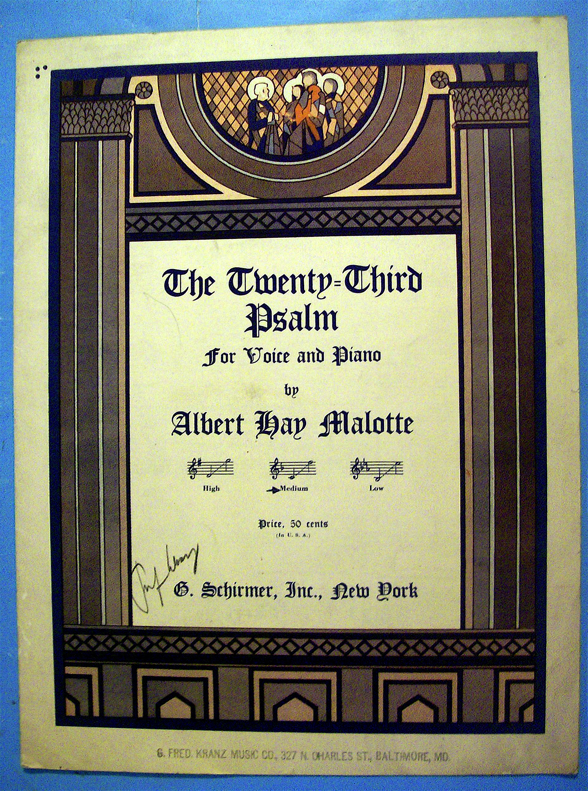 Sheet Music For 1937 The Twenty Third Psalm
