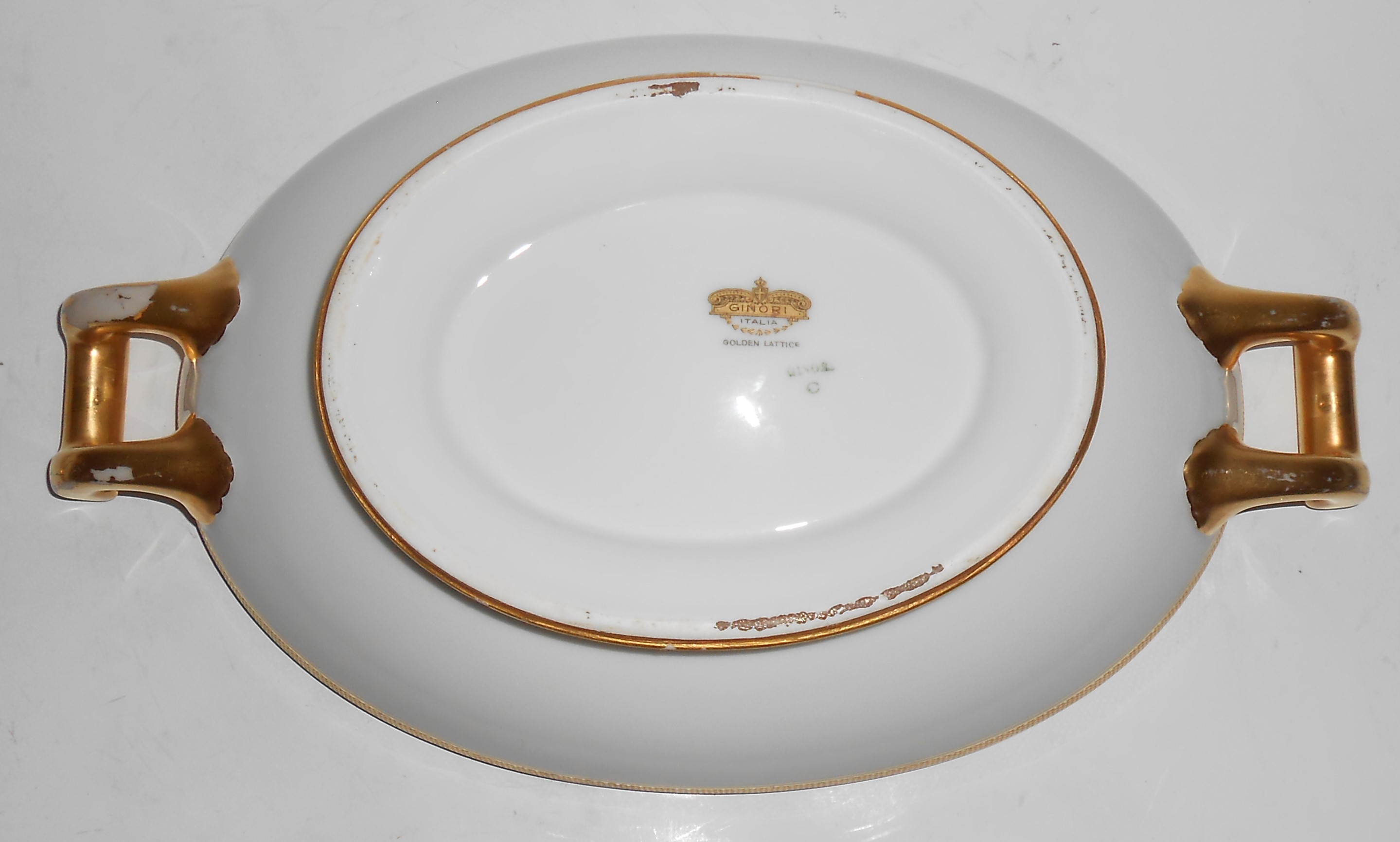 Richard Ginori Porcelain China Golden Lattice Covered