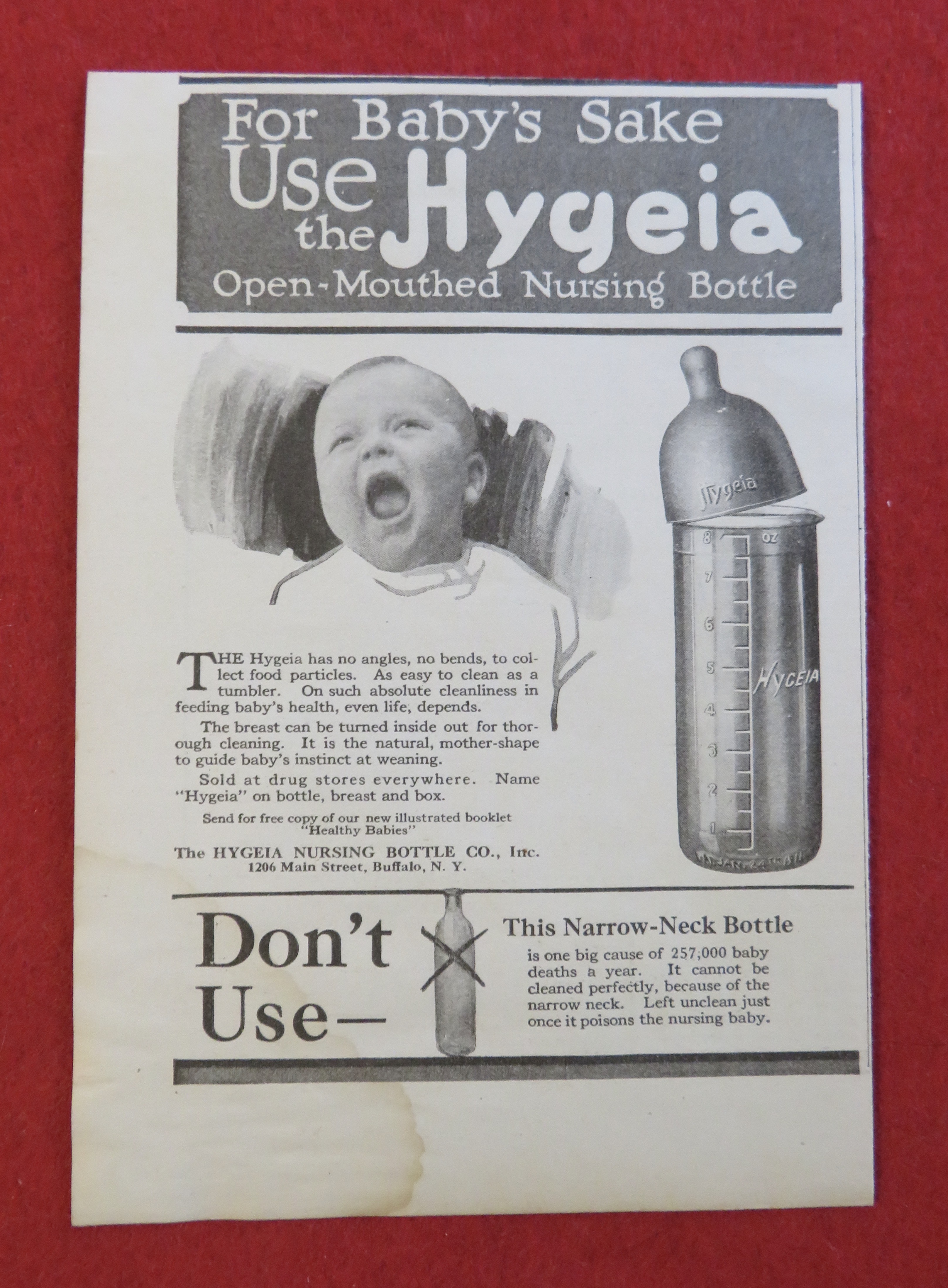 1920 Hygeia Nursing Bottle with Baby Crying
