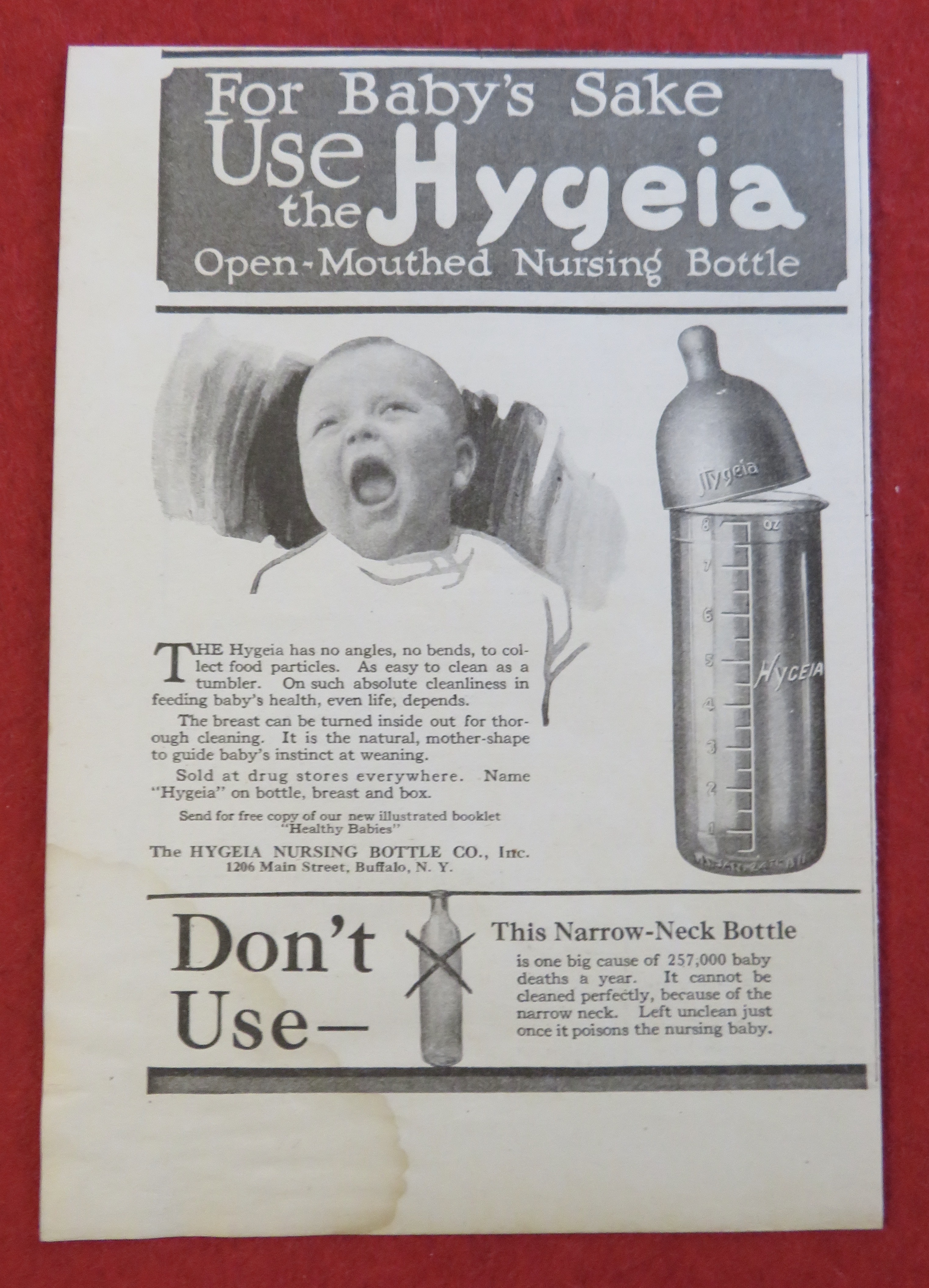 1920 Hygeia Nursing Bottle with Baby Crying