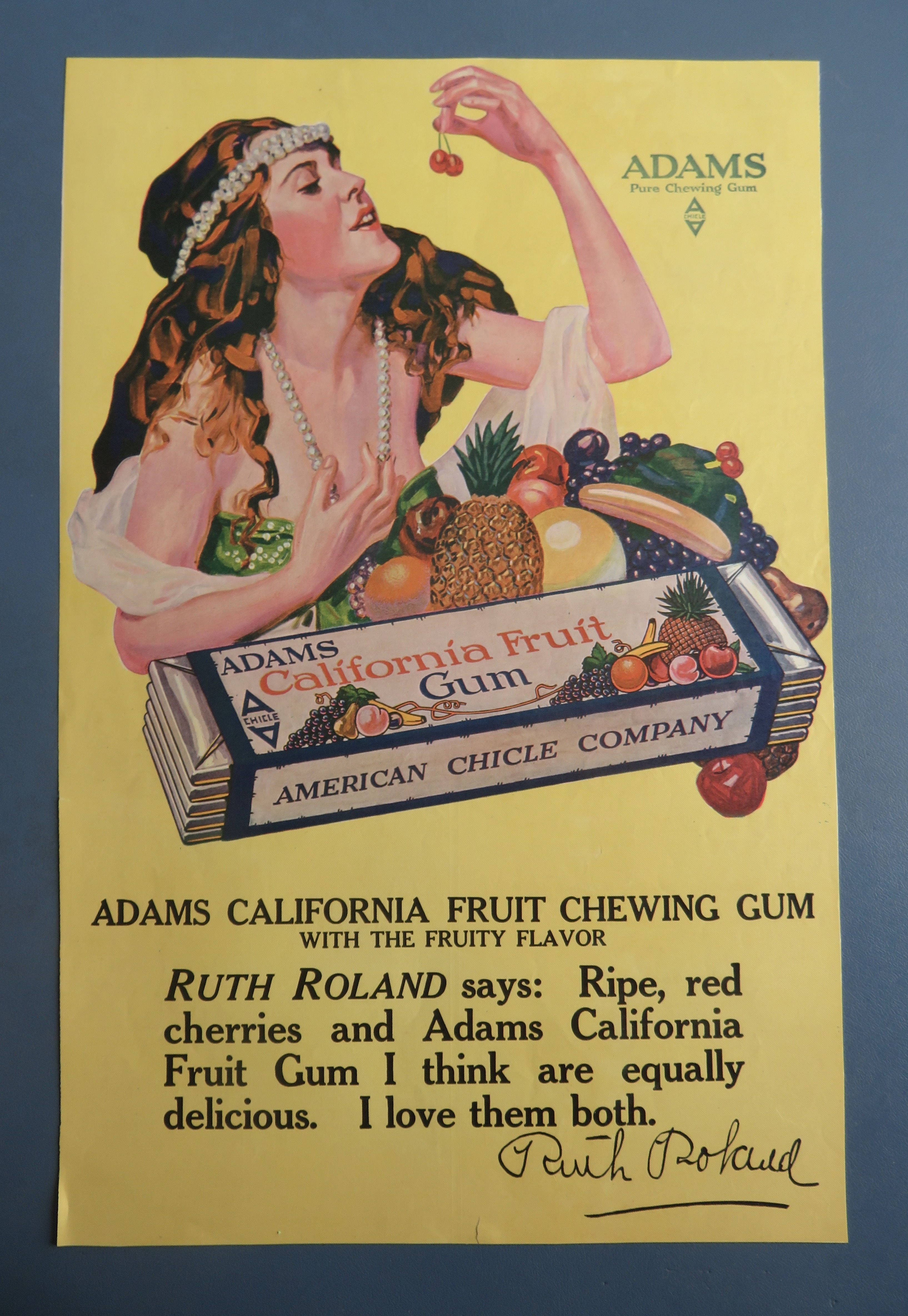 1918 Adams California Fruit Chewing Gum with Woman