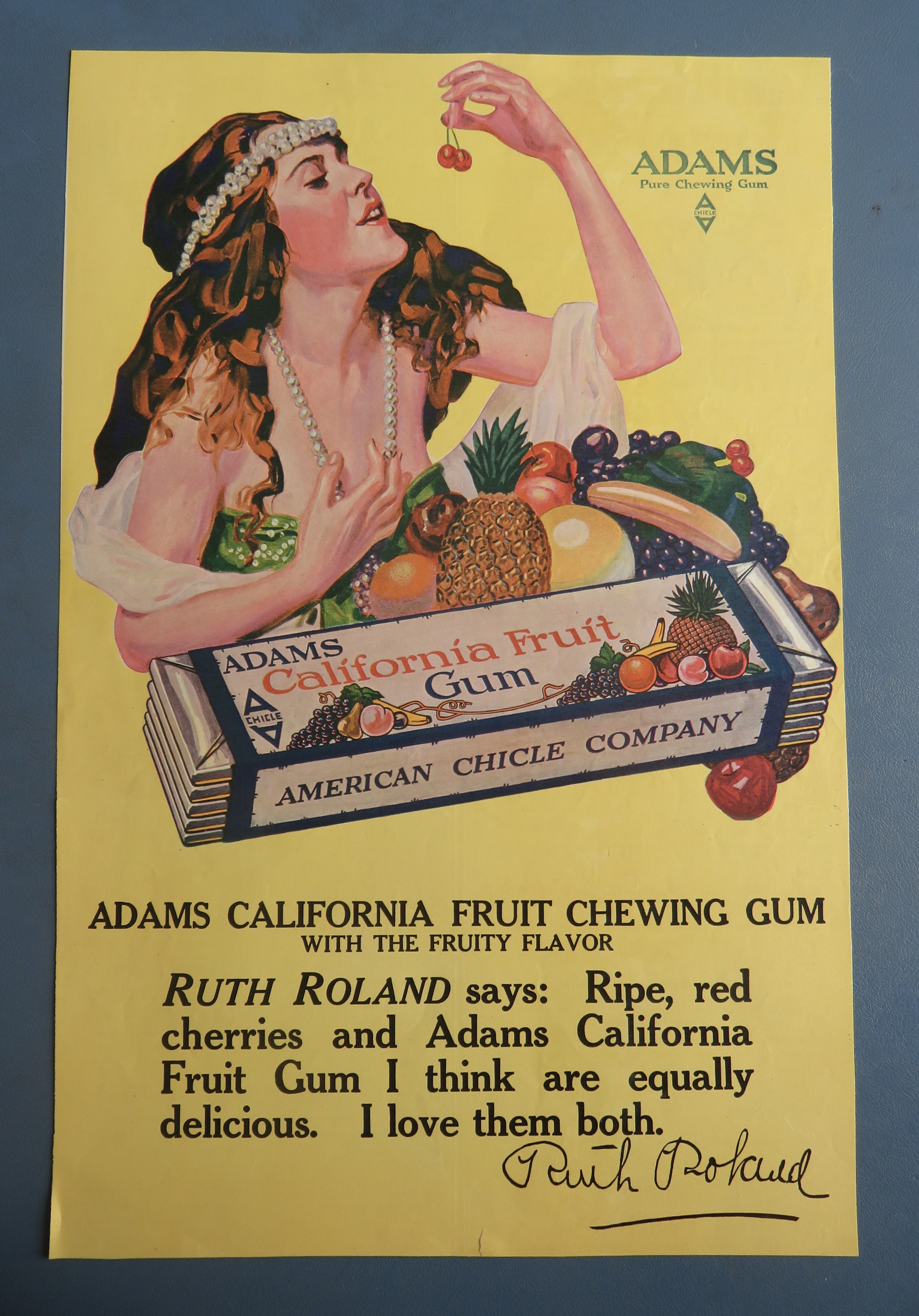 1918 Adams California Fruit Chewing Gum with Woman