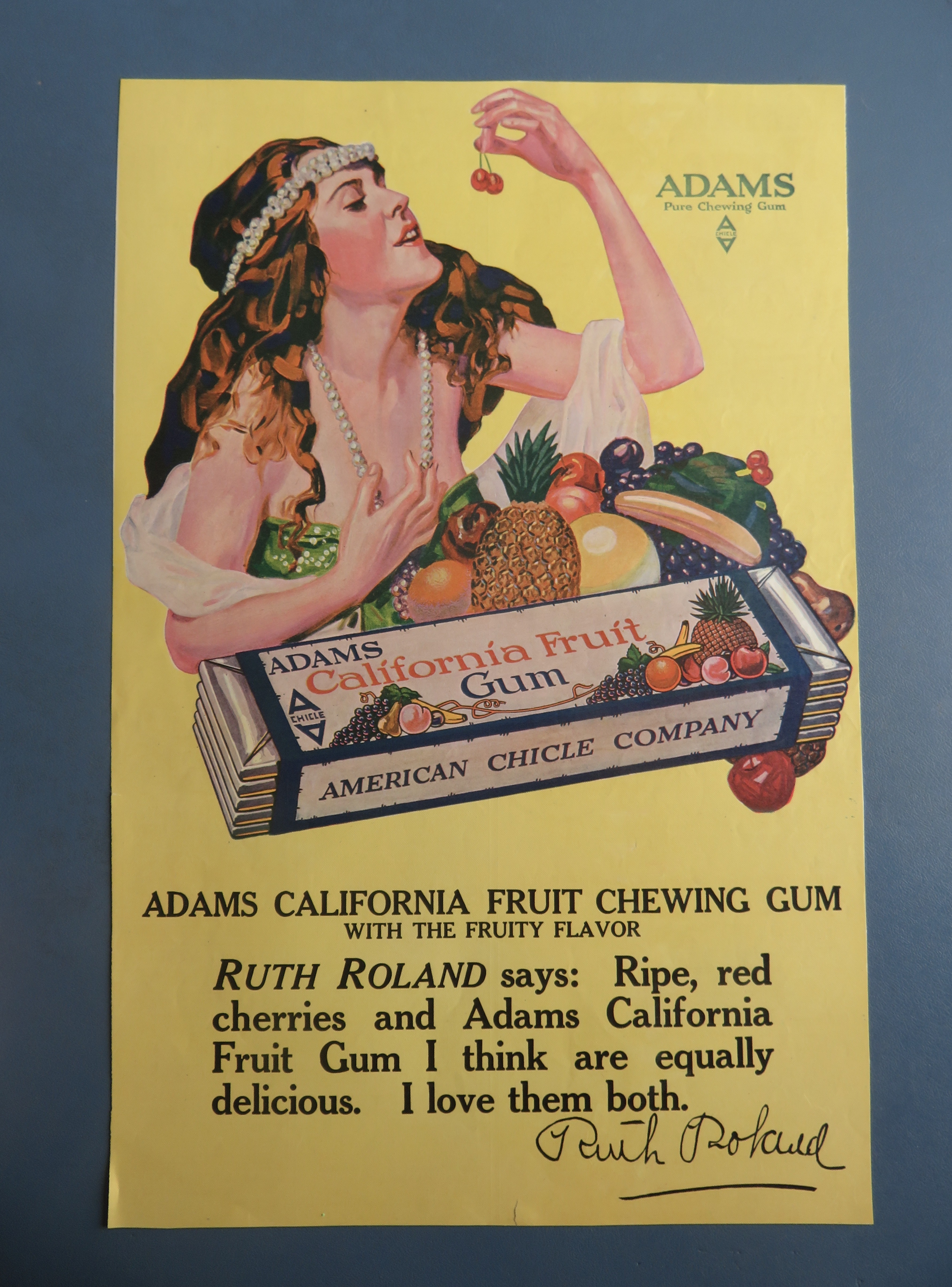 1918 Adams California Fruit Chewing Gum with Woman