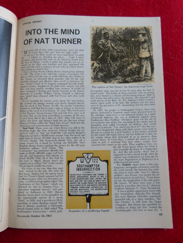 Newsweek Magazine October 16, 1967 Novelist William Styron