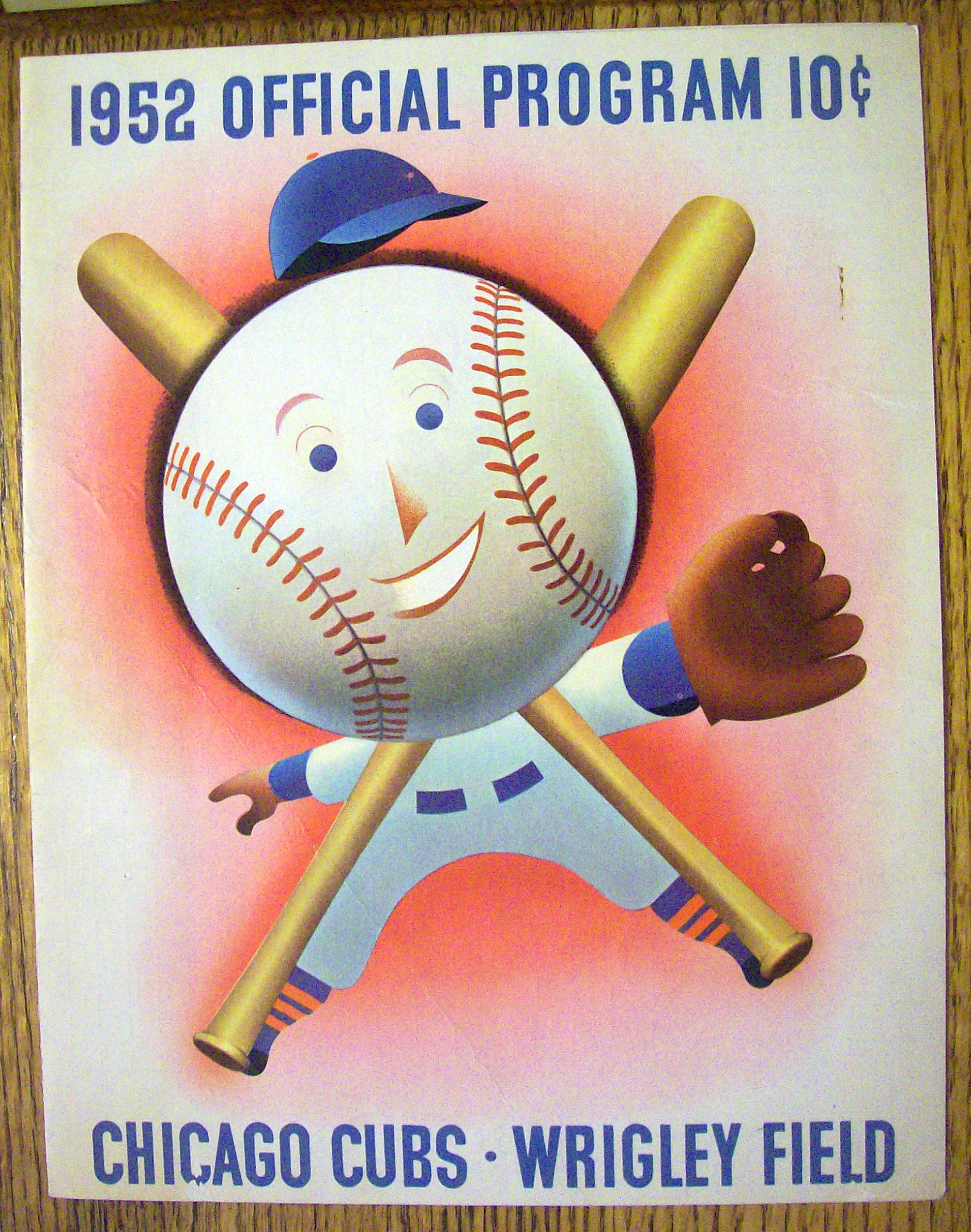 Chicago Cubs vs. Cincinnati Scorecard/Program 1952
