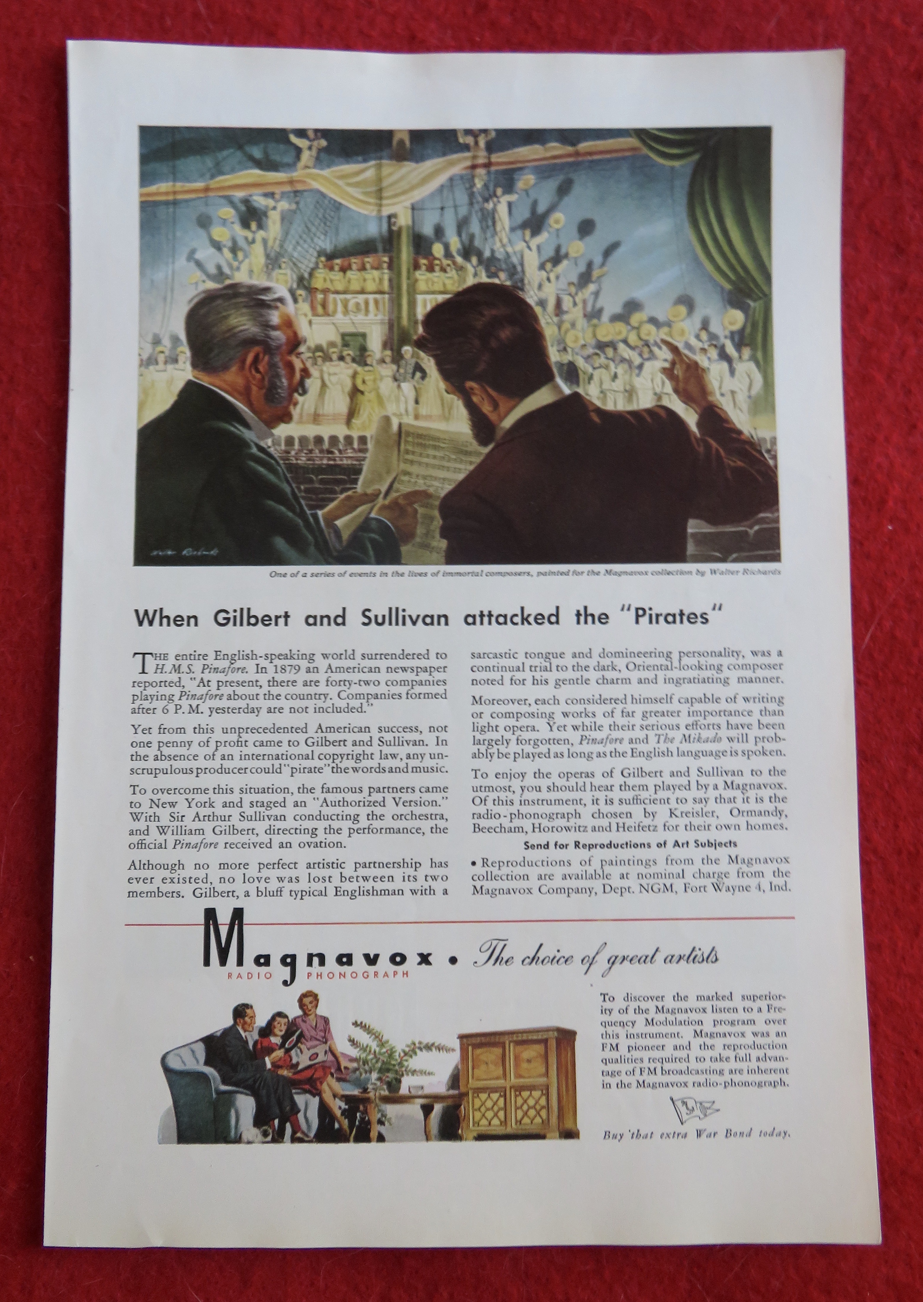 1944 Magnavox Radio Phonograph with HMS Pinafore