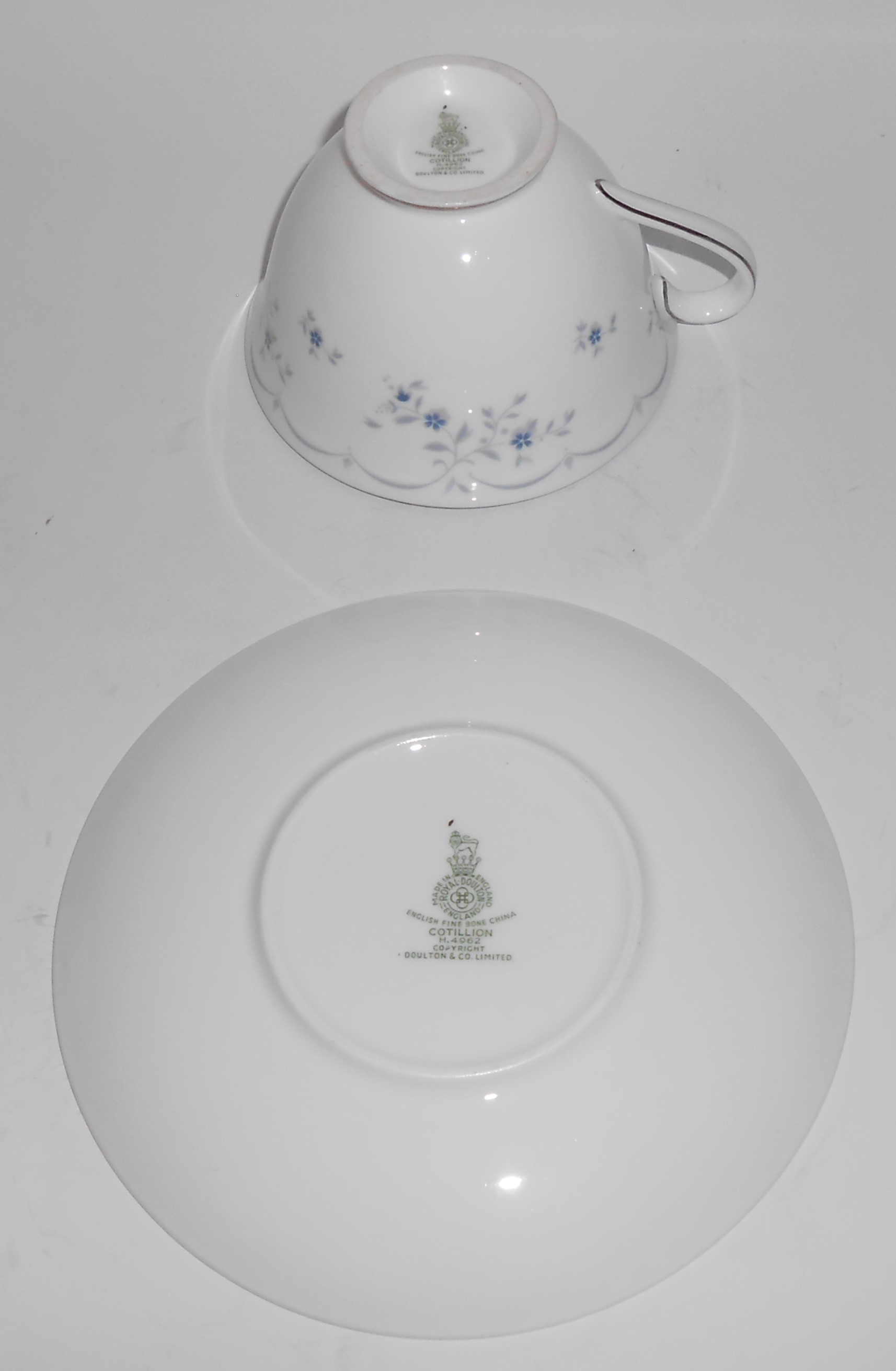 Royal Doulton China Floral Platinum Band Cotillion Cup