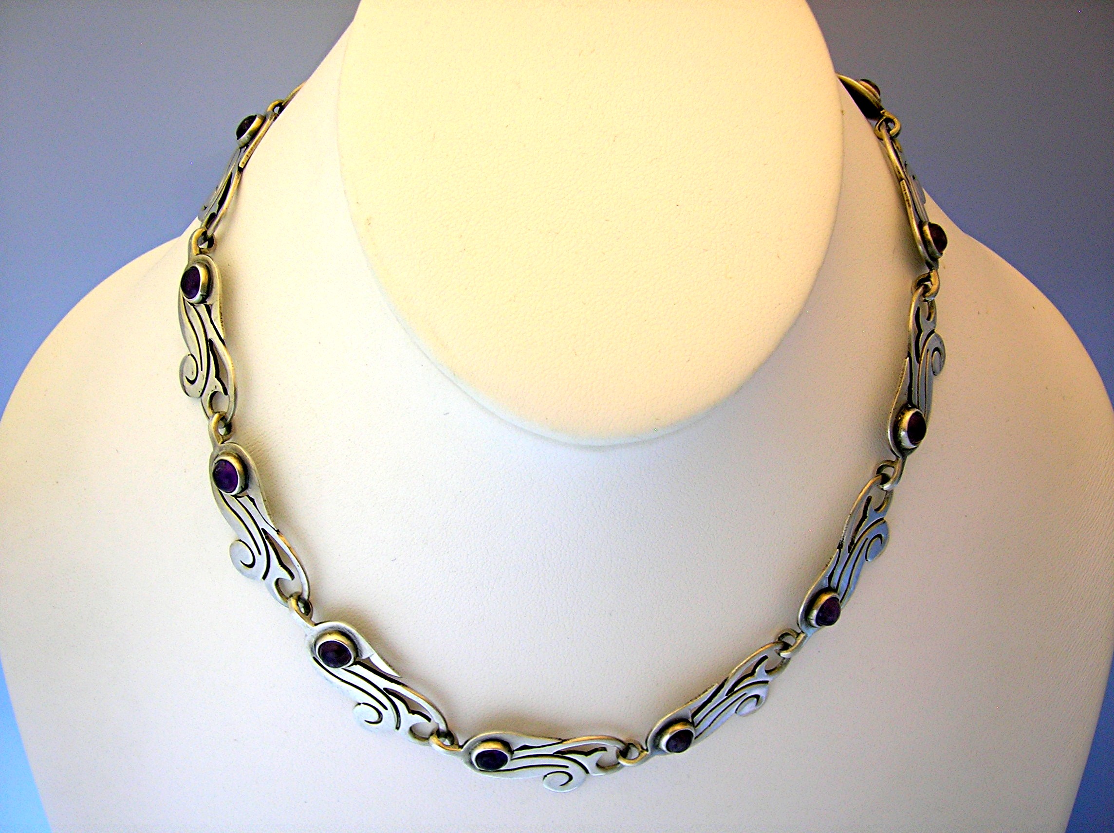 Taxco Mexico Sterling Silver Amethyst Necklace/Bracelet