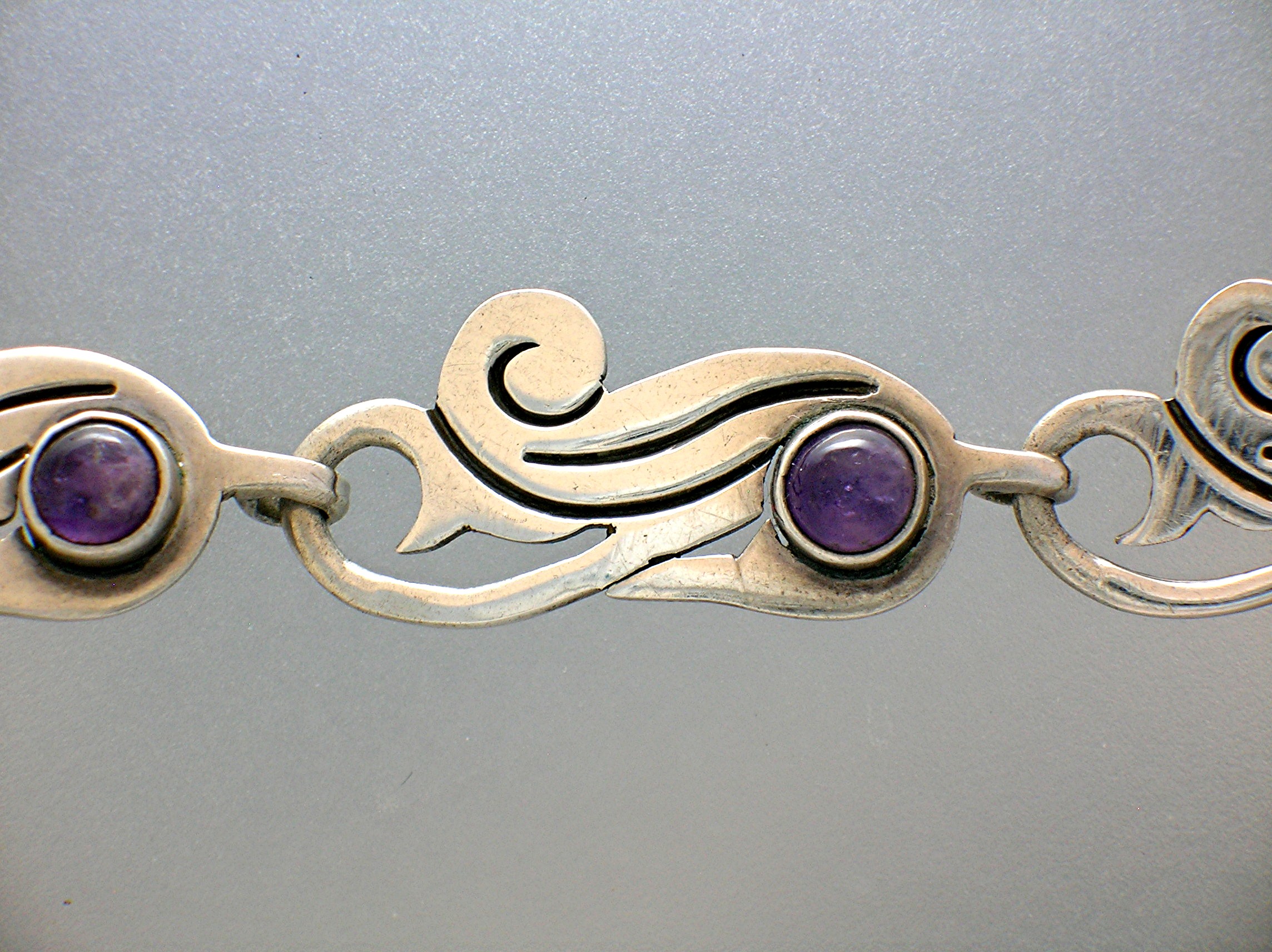 Taxco Mexico Sterling Silver Amethyst Necklace/Bracelet