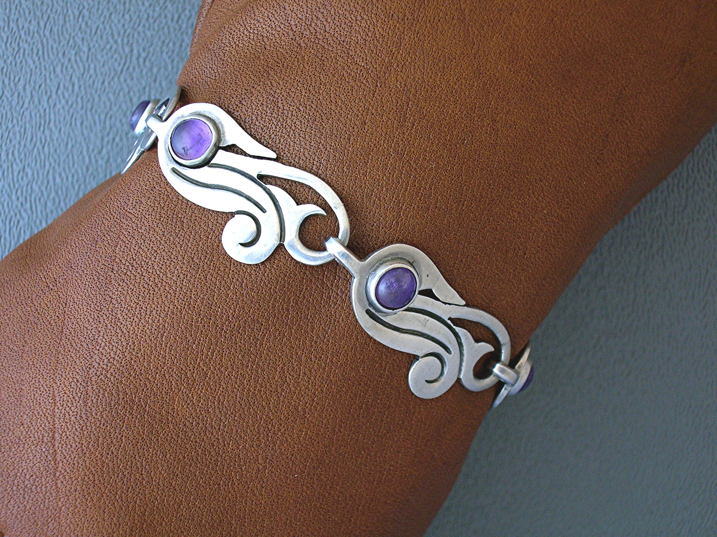 Taxco Mexico Sterling Silver Amethyst Necklace/Bracelet