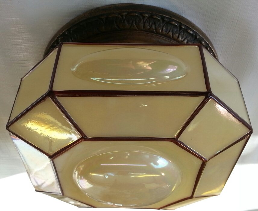 Vintage Art Glass Flush Light #1431