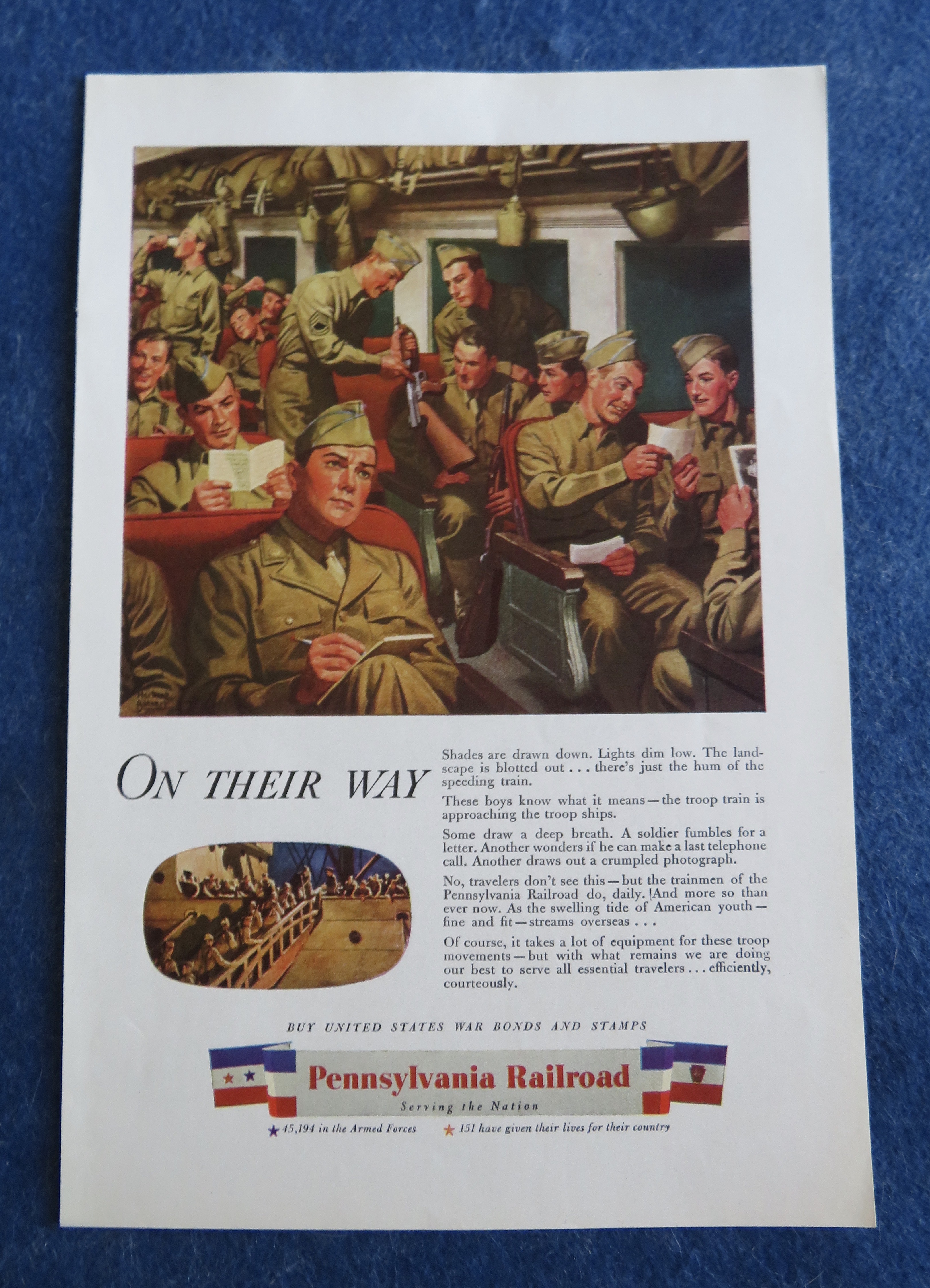 1944 Pennsylvania Railroad with Soldiers on a Train