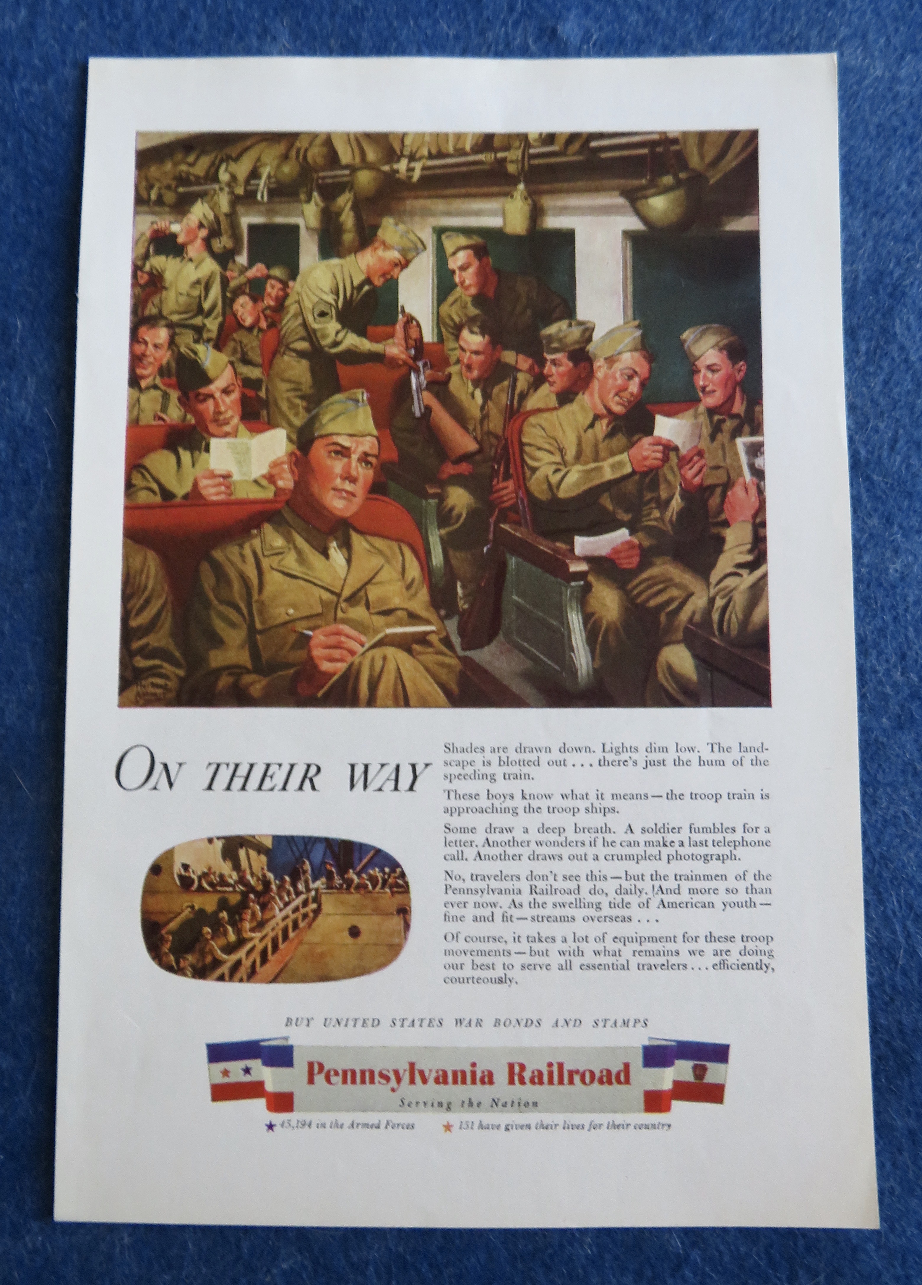 1944 Pennsylvania Railroad with Soldiers on a Train