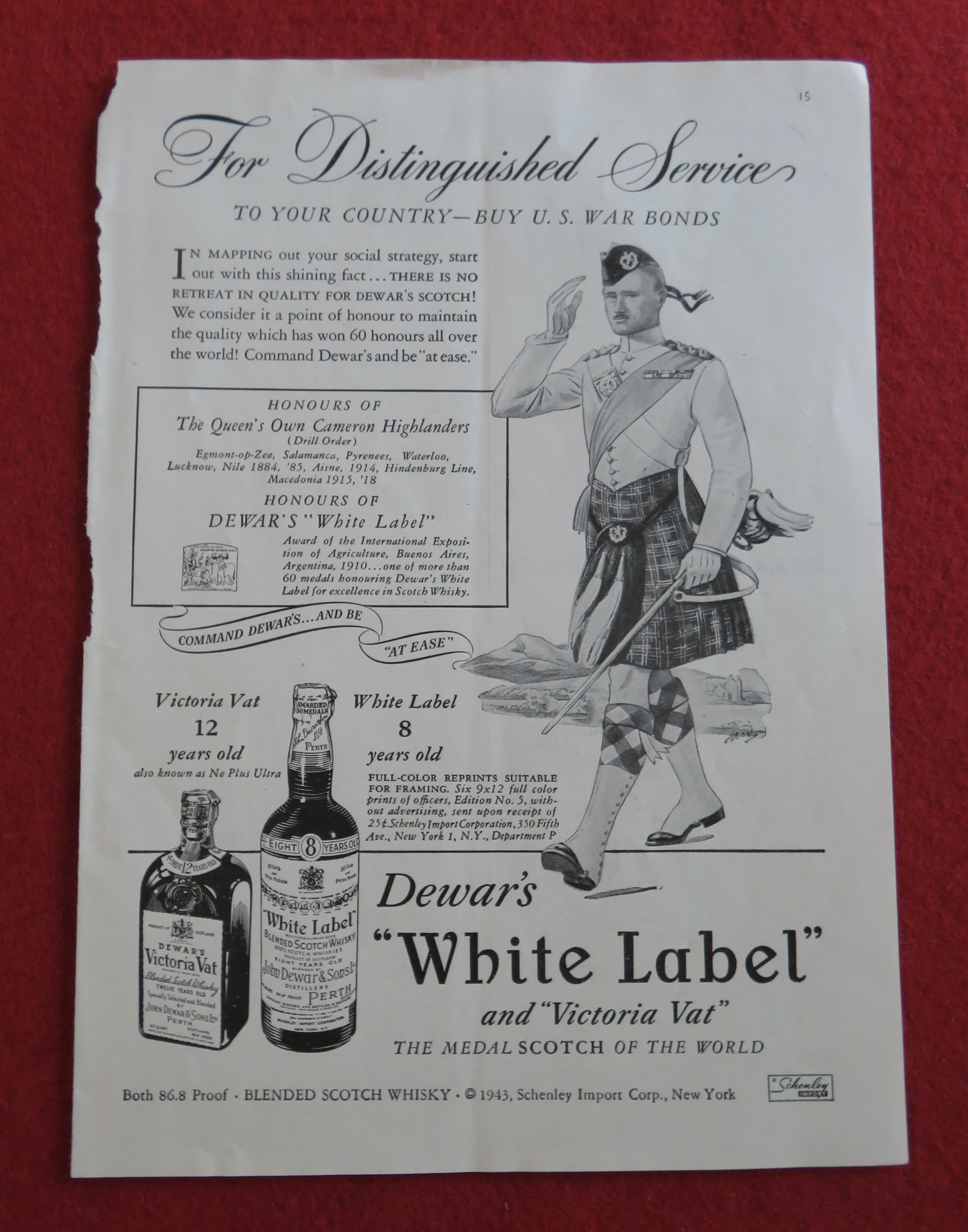 1943 Dewar's White Label Whiskey with Scottish Man