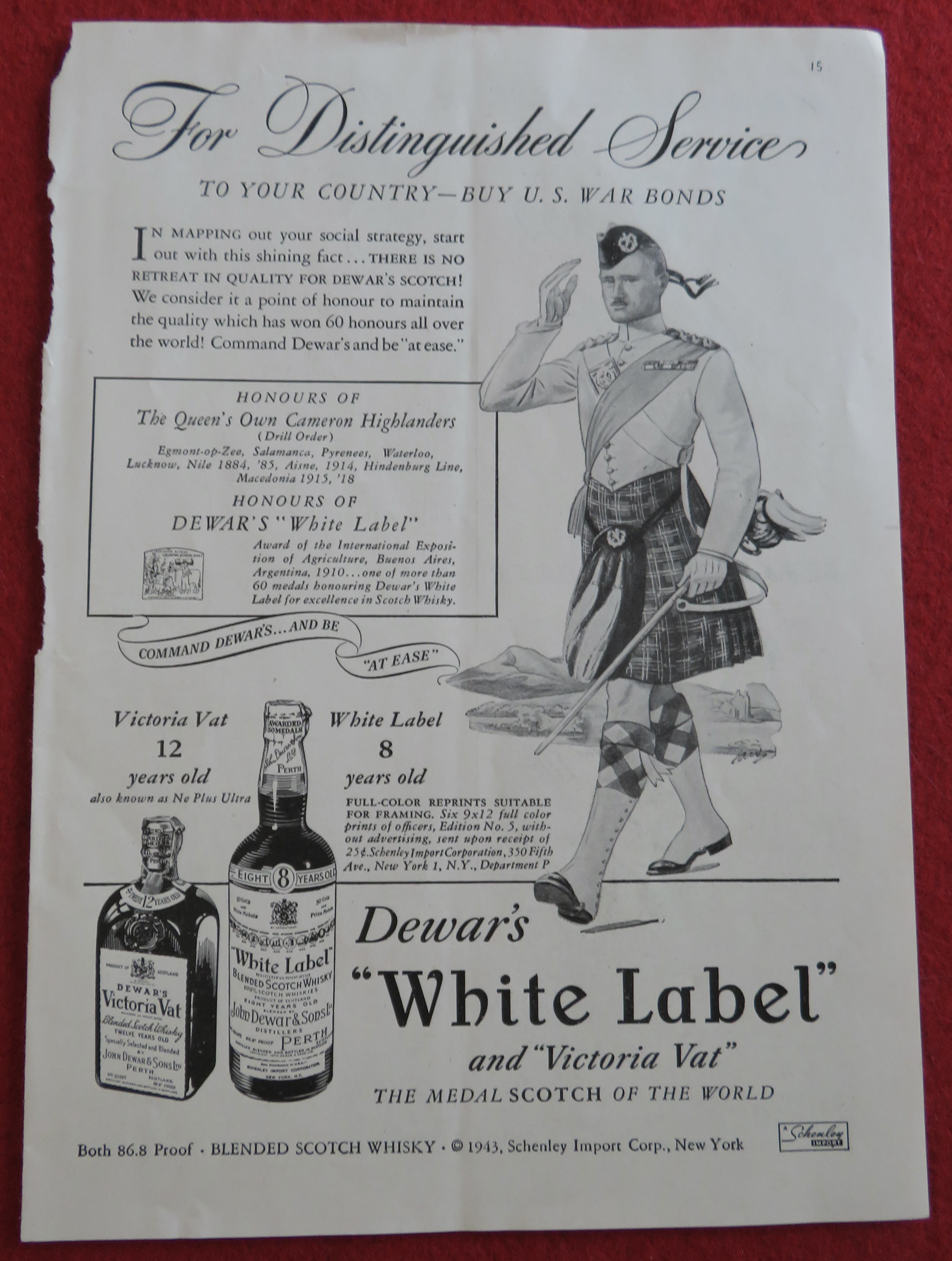 1943 Dewar's White Label Whiskey with Scottish Man