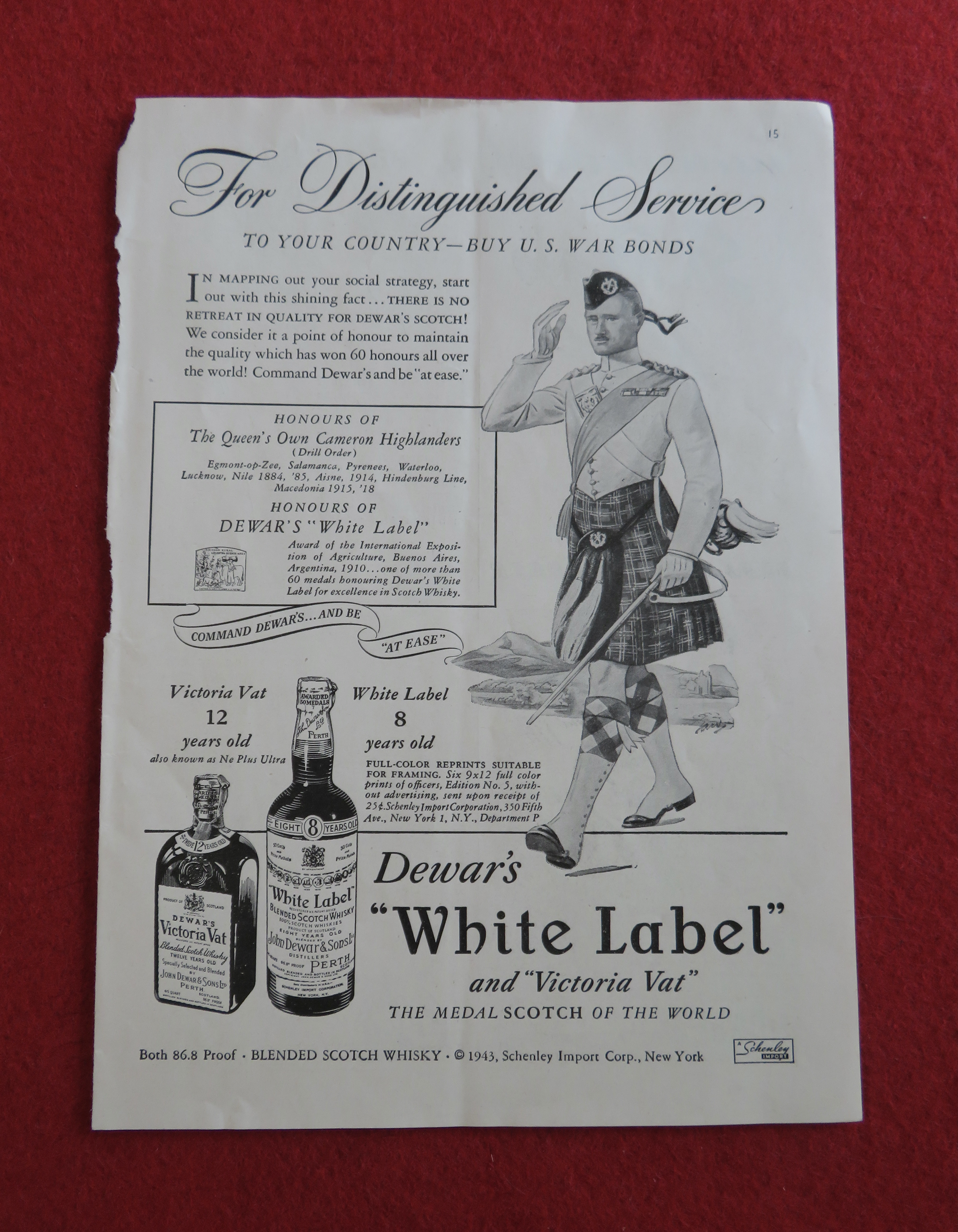 1943 Dewar's White Label Whiskey with Scottish Man