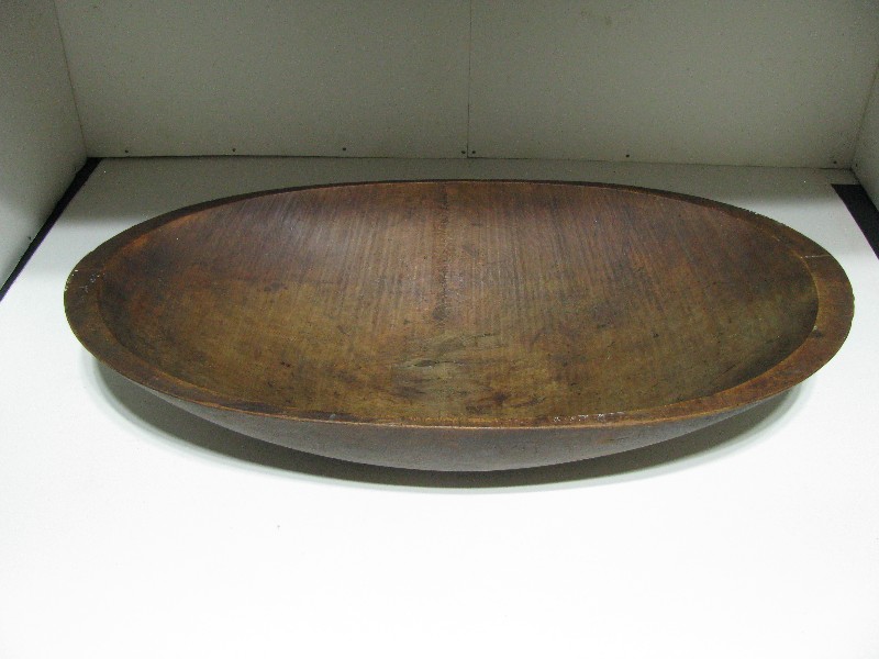 Antique Hand-Carved Wooden Dough Bowl Oval Trencher