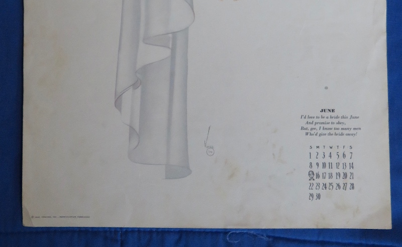 Alberto Vargas Sexy Dark Haired Woman Wearing A White Veil Pin Up Calendar Page