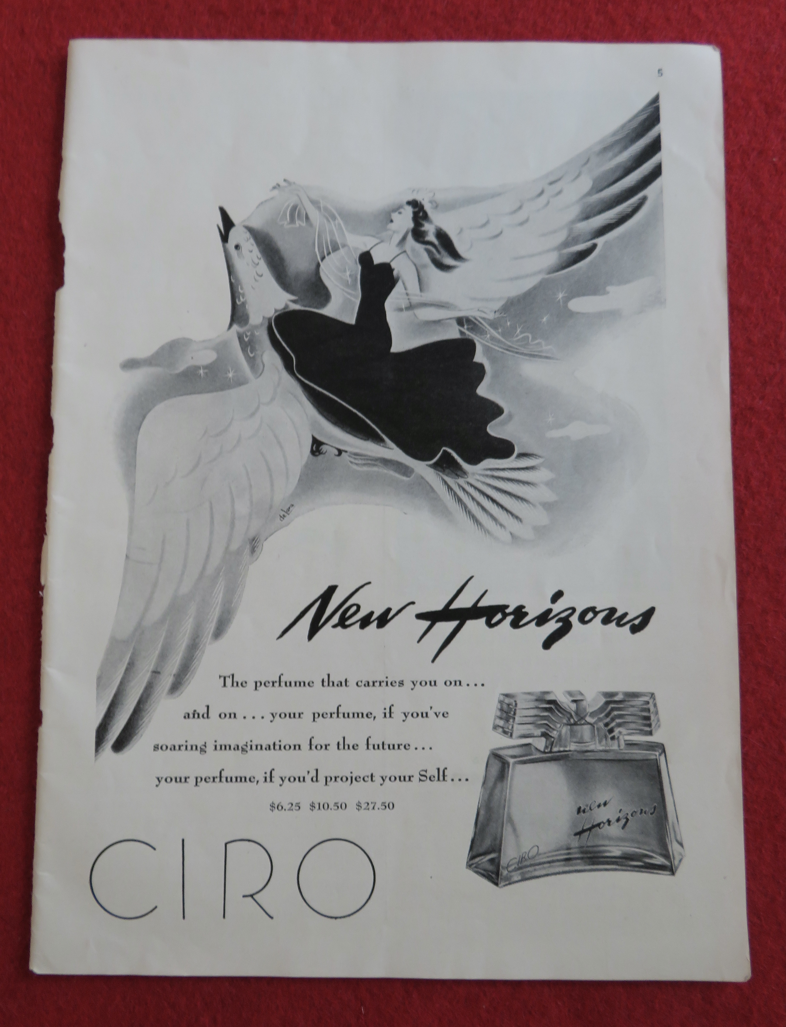 1944 Ciro New Horizons with Woman Flying on a Dove