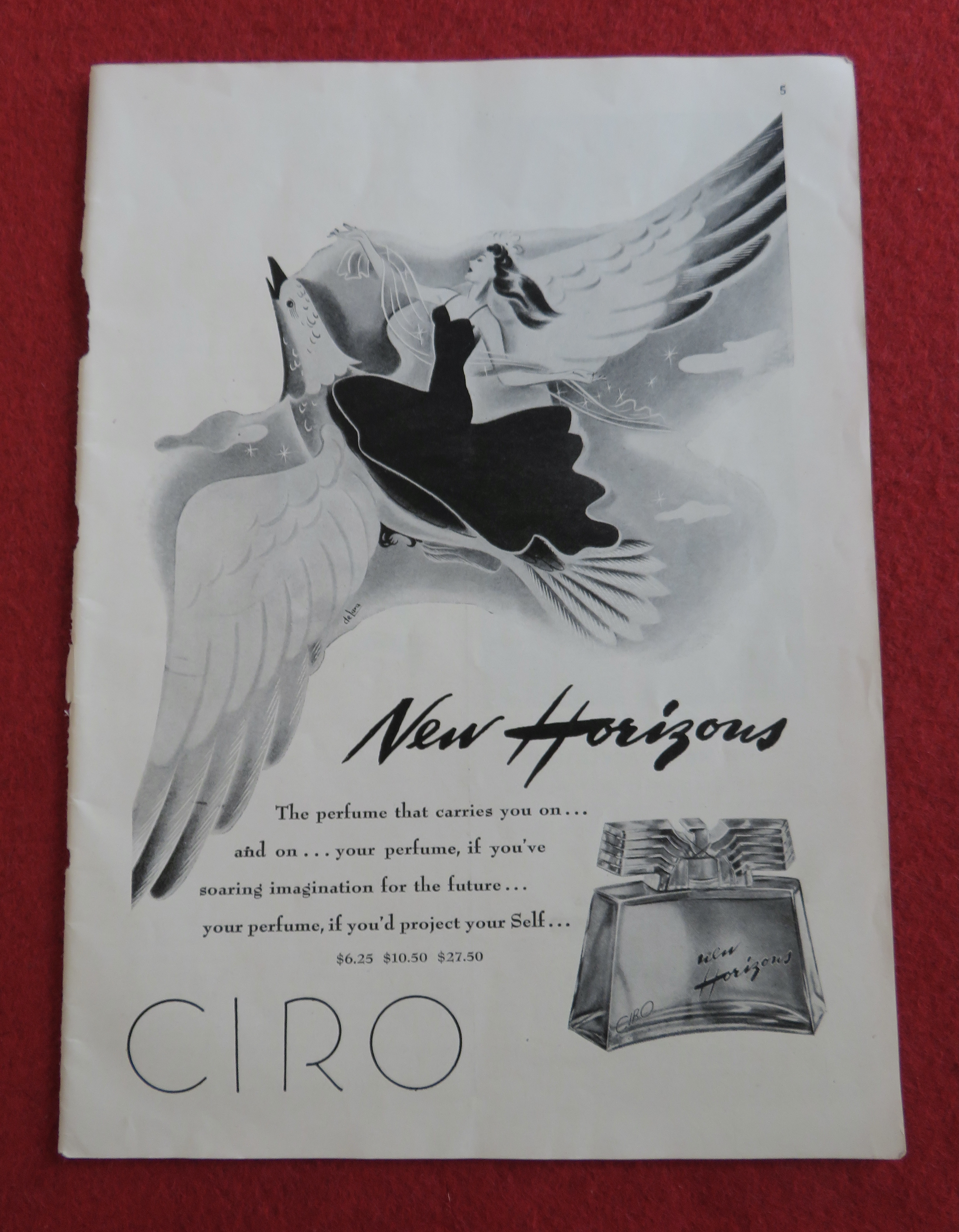 1944 Ciro New Horizons with Woman Flying on a Dove