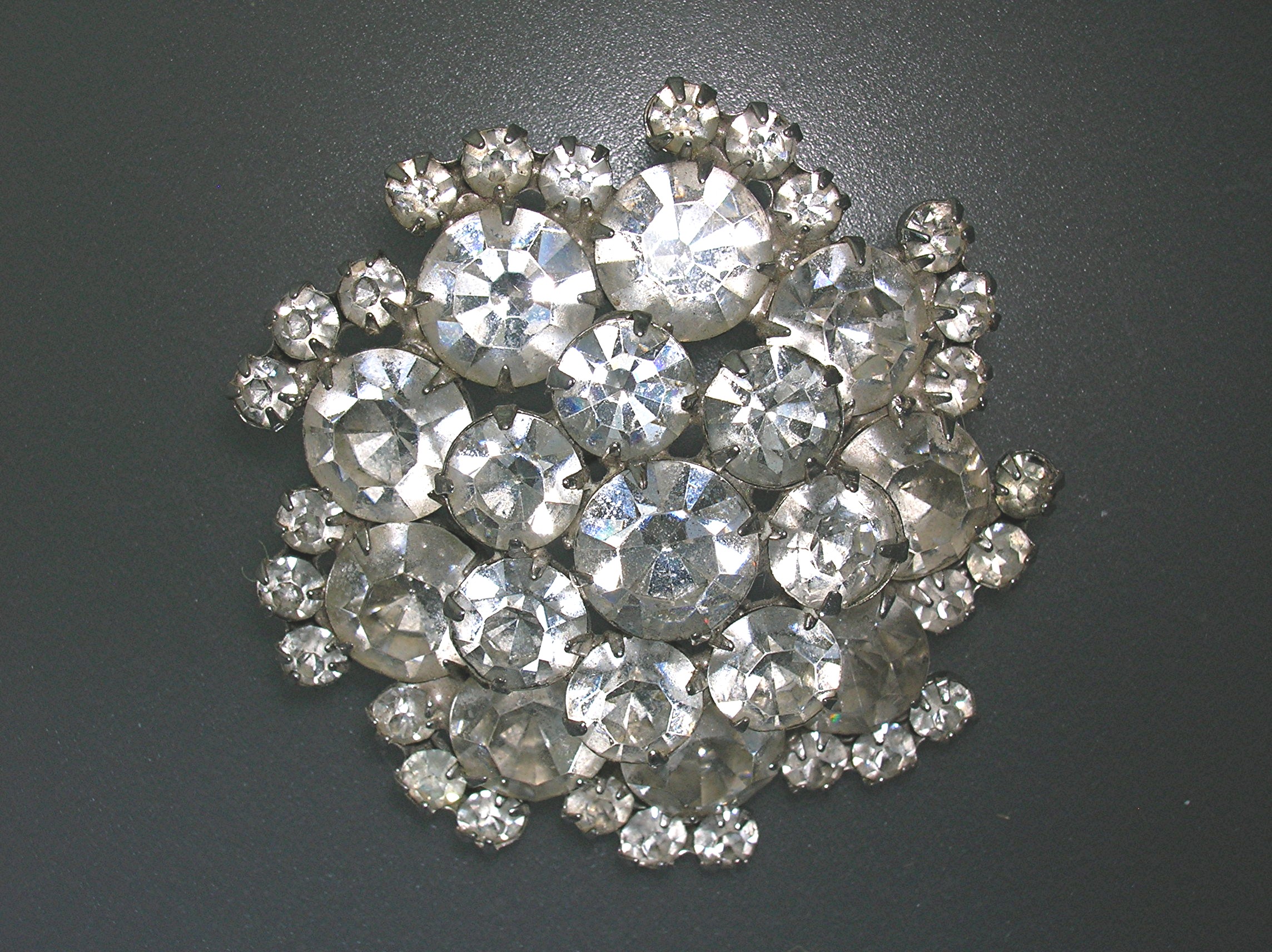 Crystal Silver Rhodium Set Cluster Brooch