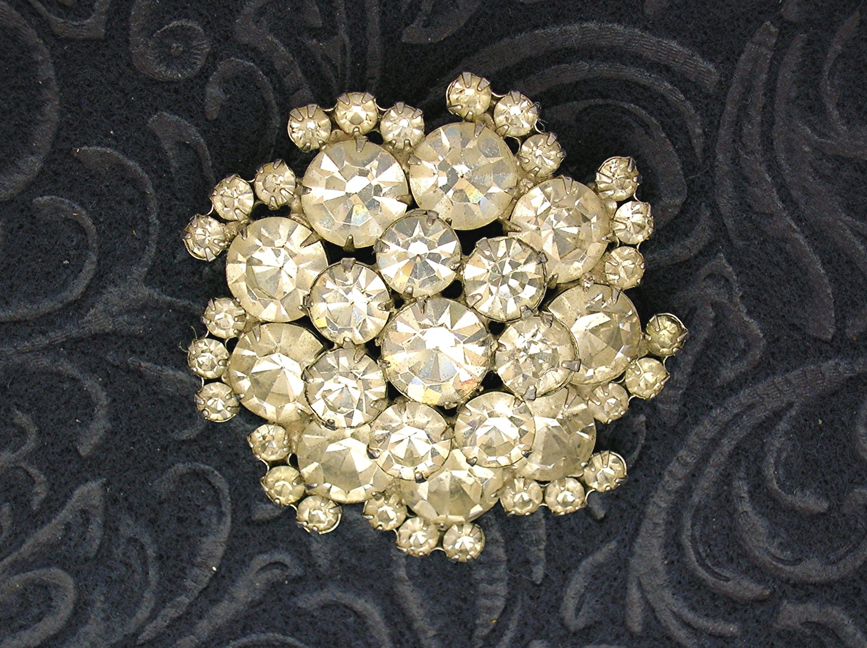 Crystal Silver Rhodium Set Cluster Brooch
