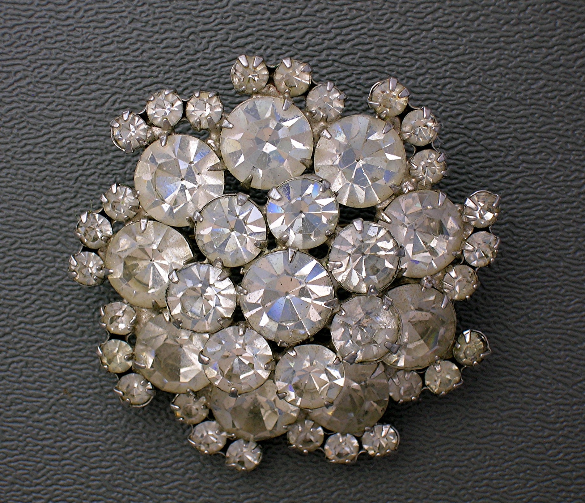 Crystal Silver Rhodium Set Cluster Brooch
