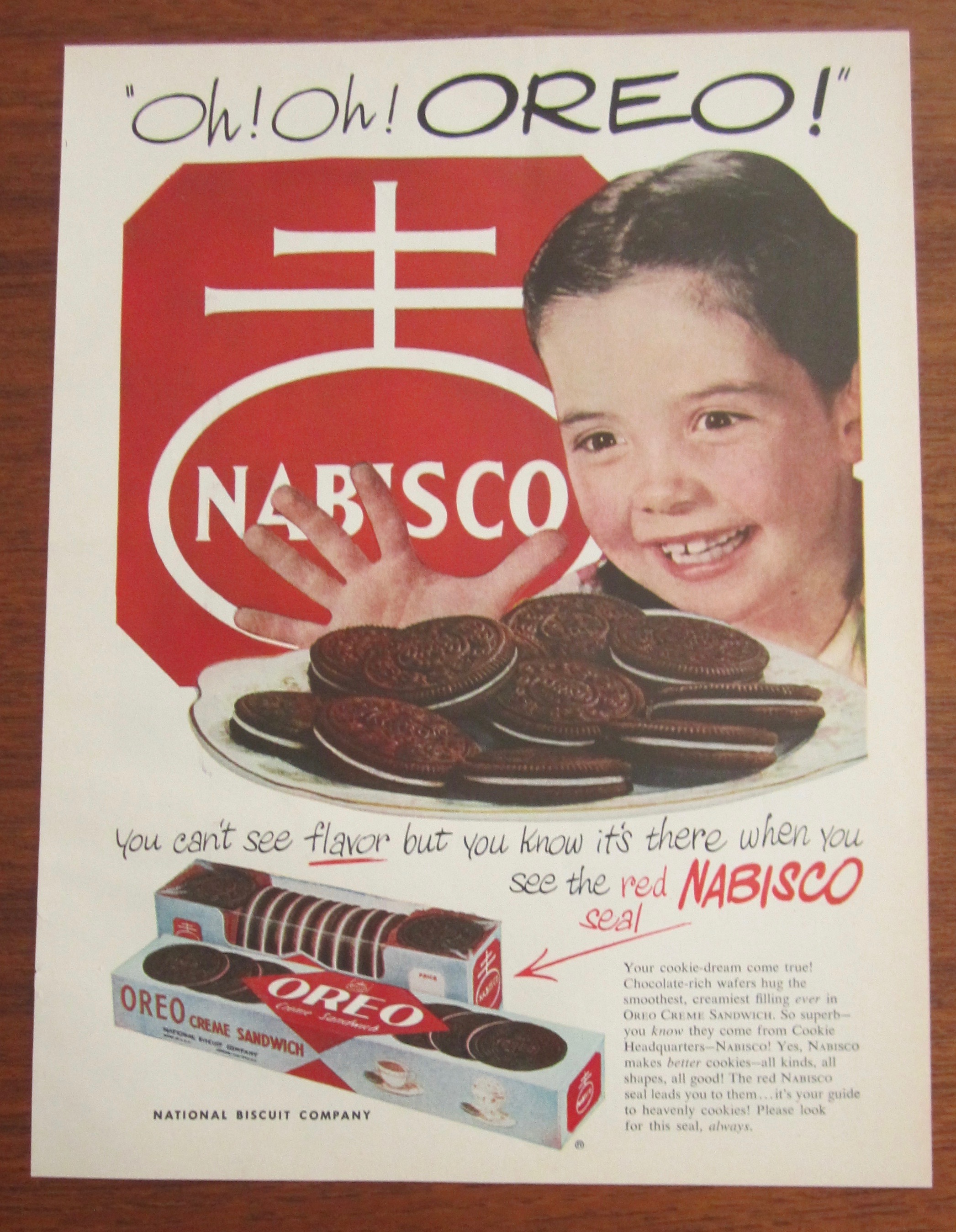 1951 Oreo Creme Sandwich with Girl & Plateful of Oreos