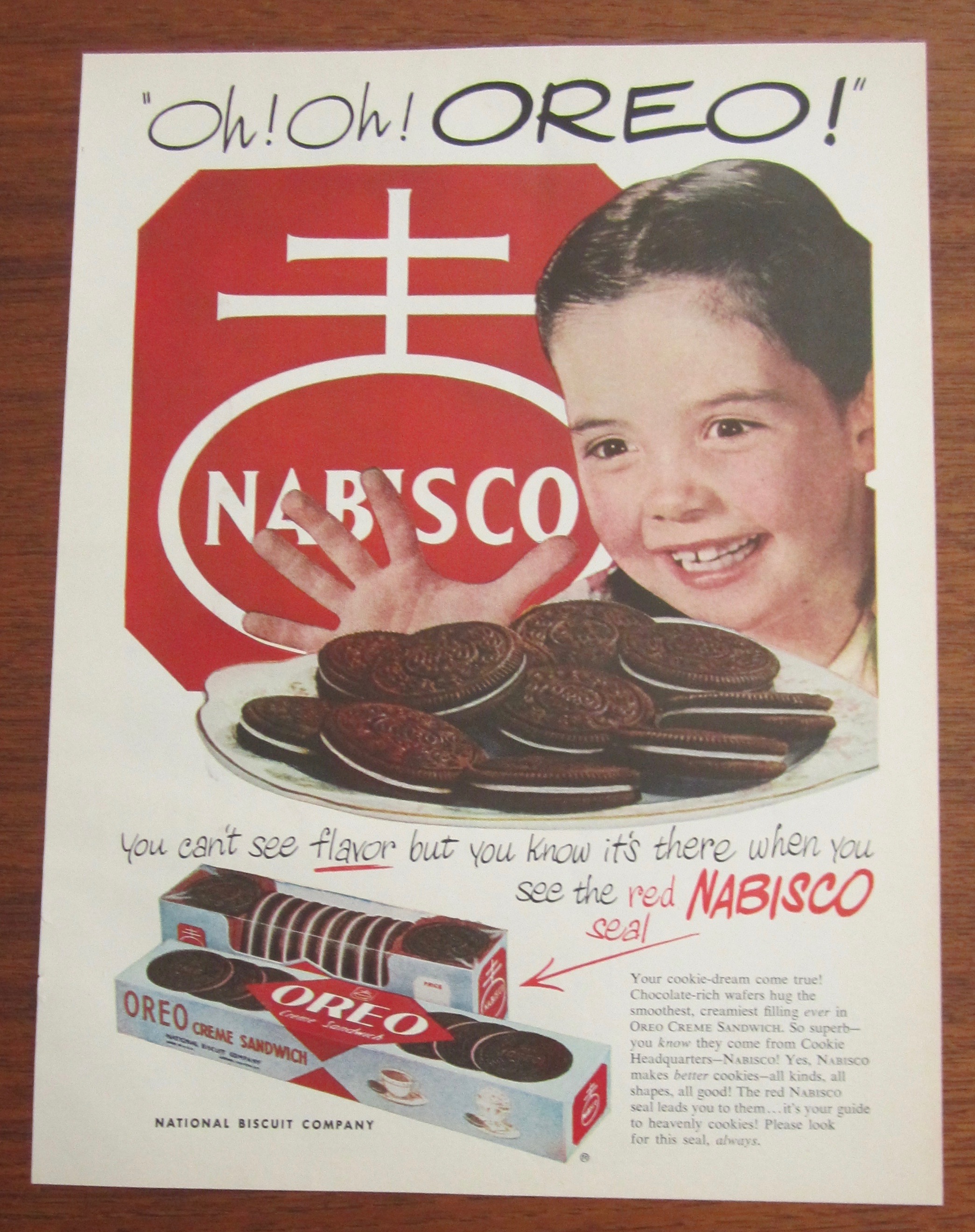 1951 Oreo Creme Sandwich with Girl & Plateful of Oreos