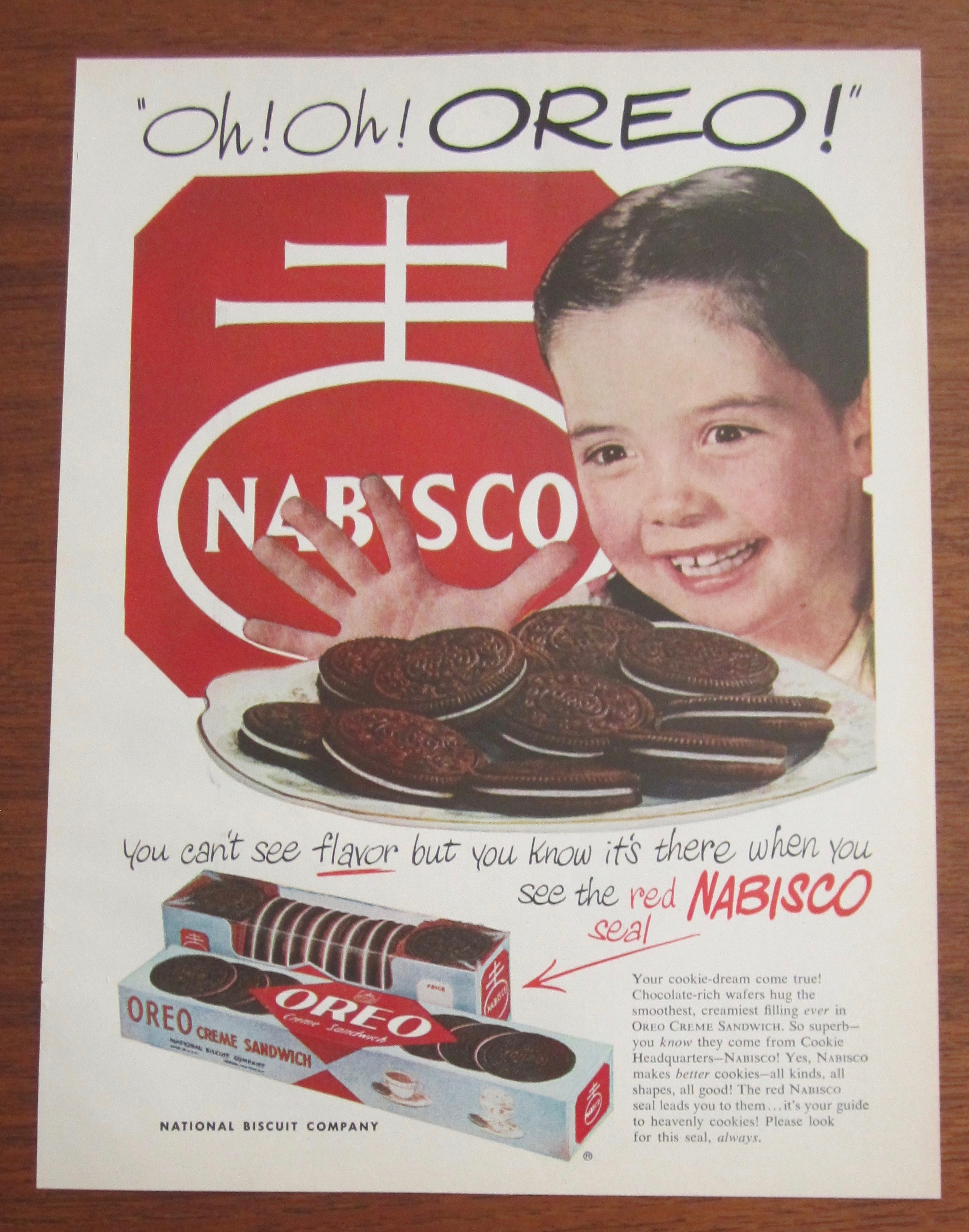 1951 Oreo Creme Sandwich with Girl & Plateful of Oreos