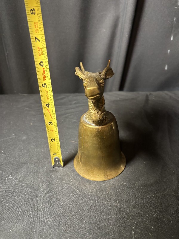 Vintage Brass Stag Head Stirrup Cup Jigger Deer Hunting Cabin Barware Bell